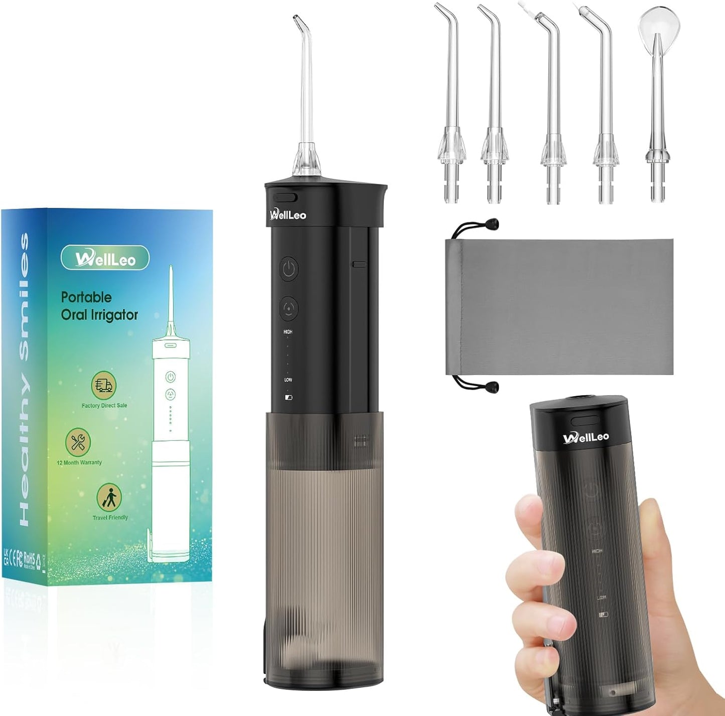 Mini Water Flosser for Teeth,Travel Dental Flosser Picks, Portable Oral Irrigator with Telescopic Water Tank, 5 Modes IPX7 Waterproof Tooth Flosser for Brace, Sensitive Teeth, with Storage Bag