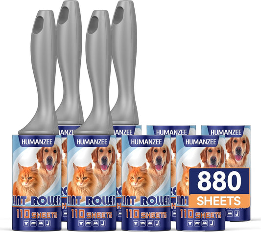 Lint Rollers for Pet Hair Extra Sticky,880 Sheets Mega Value Set with Reinforced 4 Handles and 8 Replaceable Tough Papers, Portable Pet Lint Remover for Clothes, Sofa Bed, Car Seat, and More