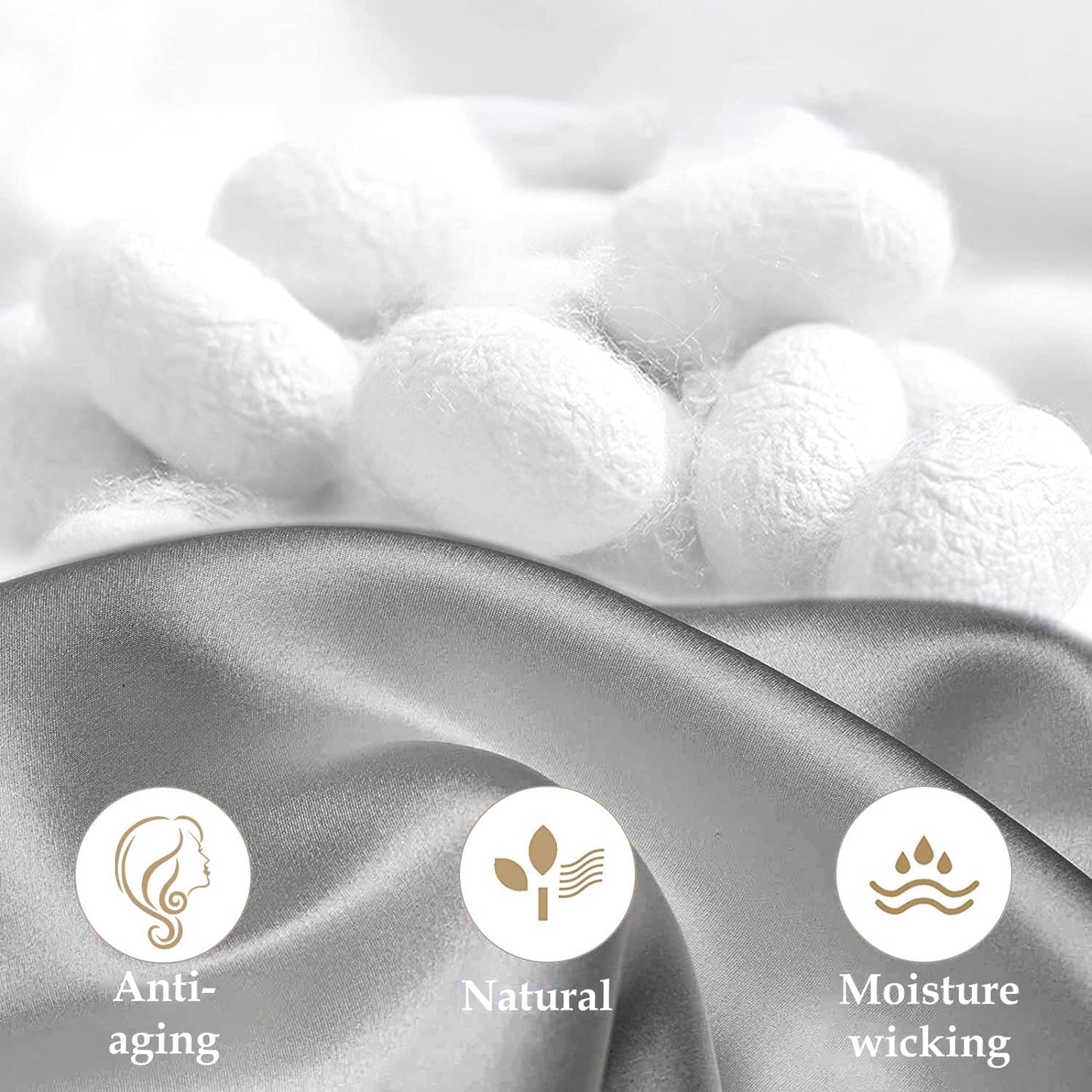 INSSL Silk Pillowcase for Women, Mulberry Silk Pillowcase for Hair and Skin and Stay Comfortable and Breathable During Sleep (King, Grey)