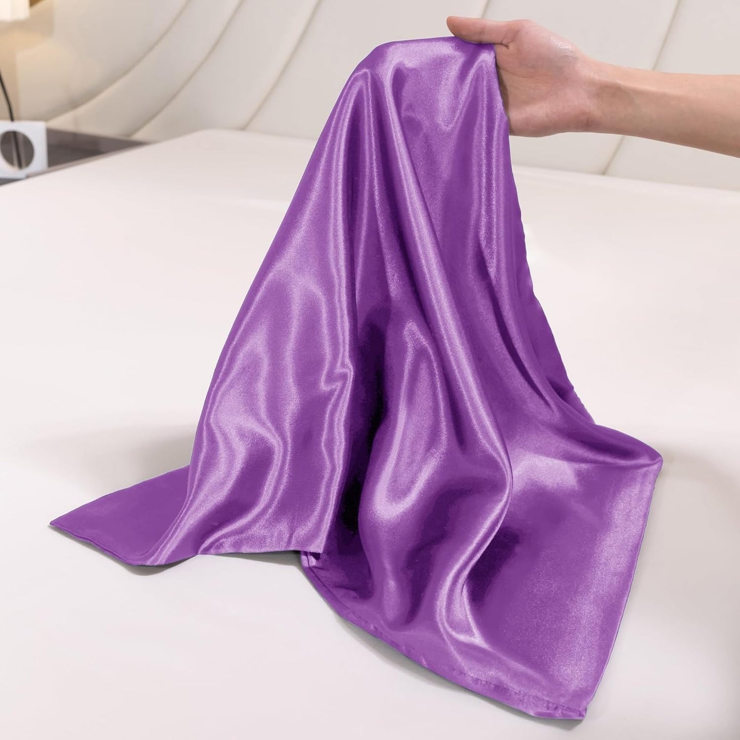 Juwenin Bedding,Luxury Satin Pillowcase with Zipper (Silky Satin Pillow Case for Hair) Set of 2 (Purple, Queen(20''x29''))