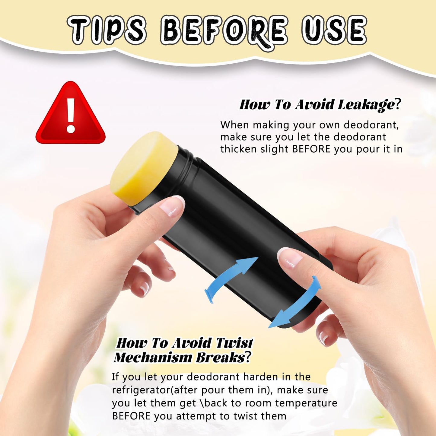 15 Pack 2 oz/60ml Plastic Deodorant Containers,Empty Round Twist-Up Solid Stick Tube Container for Homemade Deodorant,Shaving Soap Stick,Heel Lip Balm,Solid Lotion Bars-Top Filling,Black