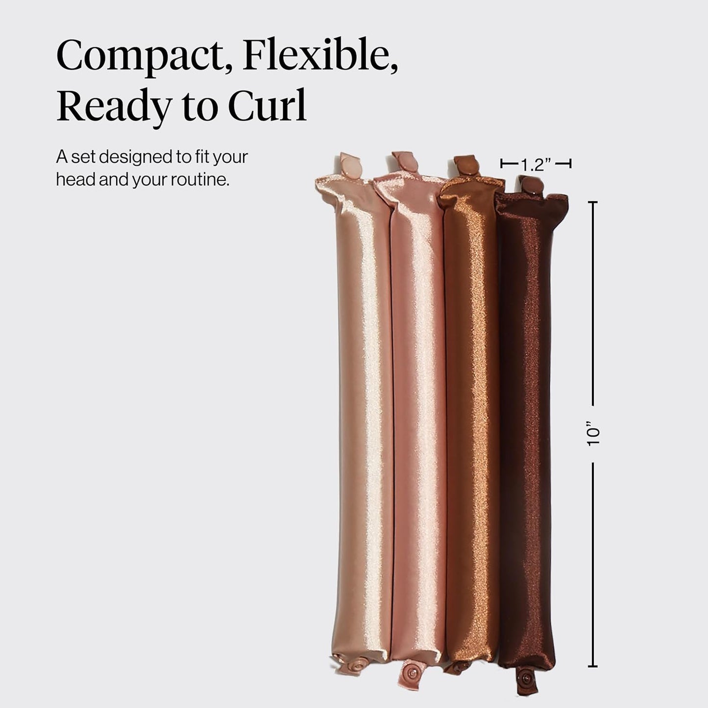 Kitsch Satin Hair Curlers, Heatless Curling Rod - Jumbo Flexi Rod, Heatless Hair Curler - Hair Curlers to Sleep In - No Heat Overnight Curls - For All Hair Types and Texture - 4pcs Rosewood