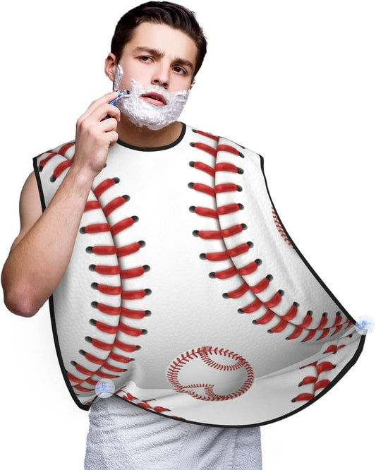 Beard Trimming Catcher Apron, Waterproof Non-Stick Grooming Bib for Shaving, Ideal for Men Dad Father’s Day, Baseball Shave Bib