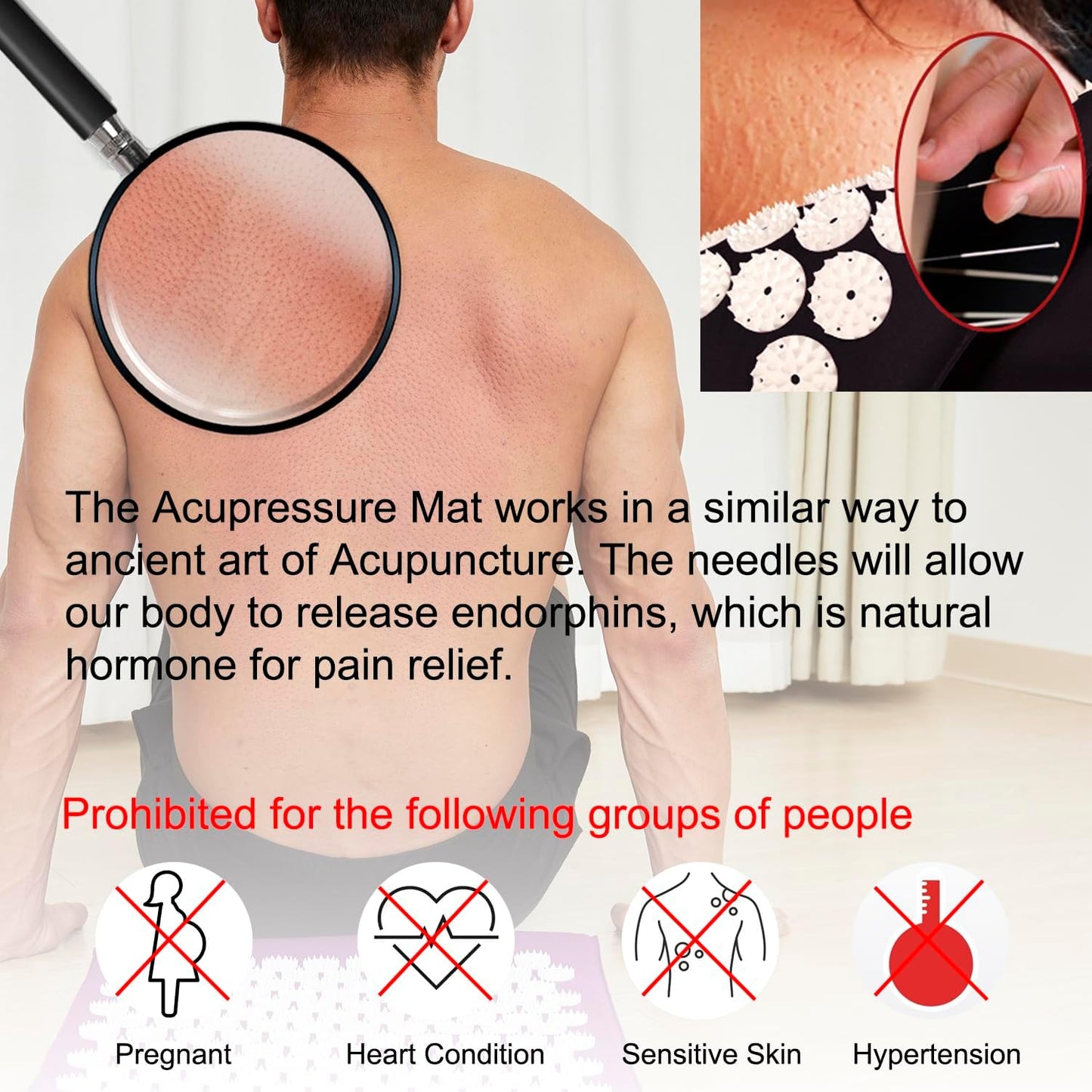 XiaoMaGe Acupressure Mat and Pillow Set with Bag - Large Size 28.7 X 16.5 inch Acupuncture Mat for Neck & Back Pain, Muscle Relaxation Stress Relief, Sciatica Pain Relief Pillow (Purple)