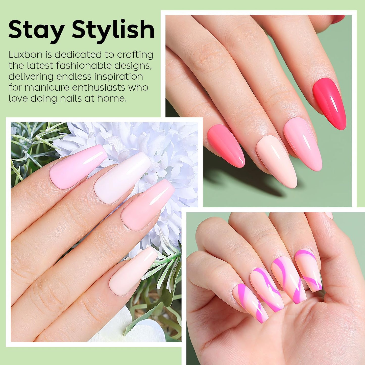 Luxbon 12 pcs Gel Nail Polish Set - Spring Color Set Long Lasting Gel Polish, uv led Soak Off Nail Art Designs Manicure Kit 004