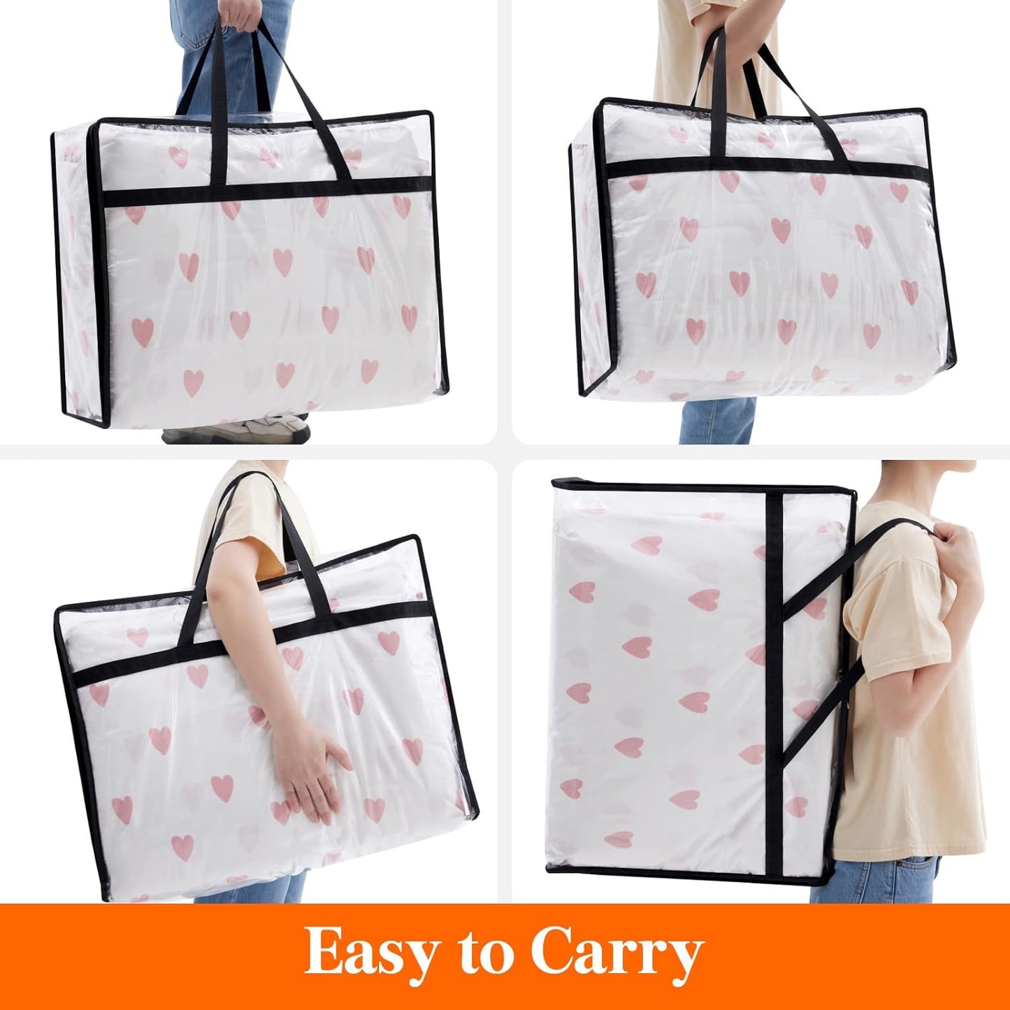 Lifewit 8 Pack Clear Clothes Storage Bags, 75L Large Plastic Blanket Storage, Vinyl Foldable Moving Bags with Zipper, Closet Organizers Containers for Comforter, Bedding, Duvet, Pillow