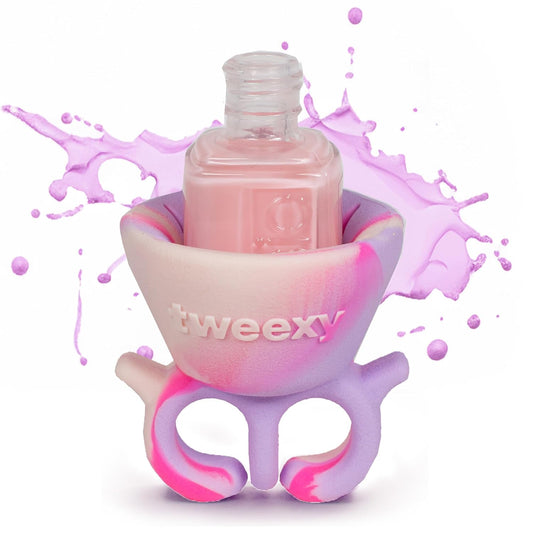 tweexy Wearable Nail Polish Holder Ring - Ideal Gift for Teenage Girls - Nail Polish Holder Stand for Manicure & Pedicure, Fingernail Painting - Nail Polish Accessories (Pastel Taffy)