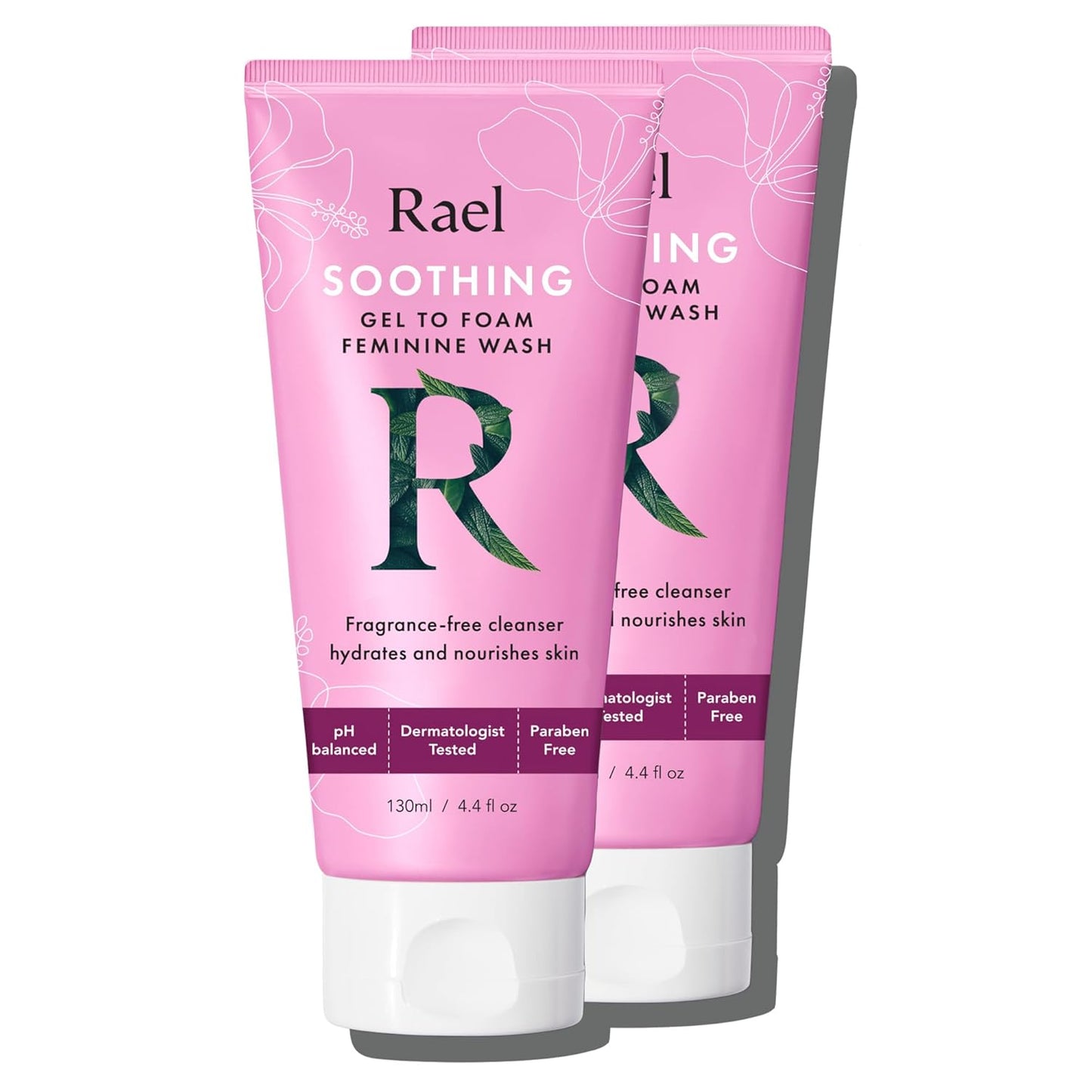 Rael Feminine Wash, Soothing Gel to Foam, pH Balanced for Women, Intimate Care, Clean Ingredients, All Skin Types, Vegan, Cruelty-Free (4.4 Fl Oz, Pack of 2)