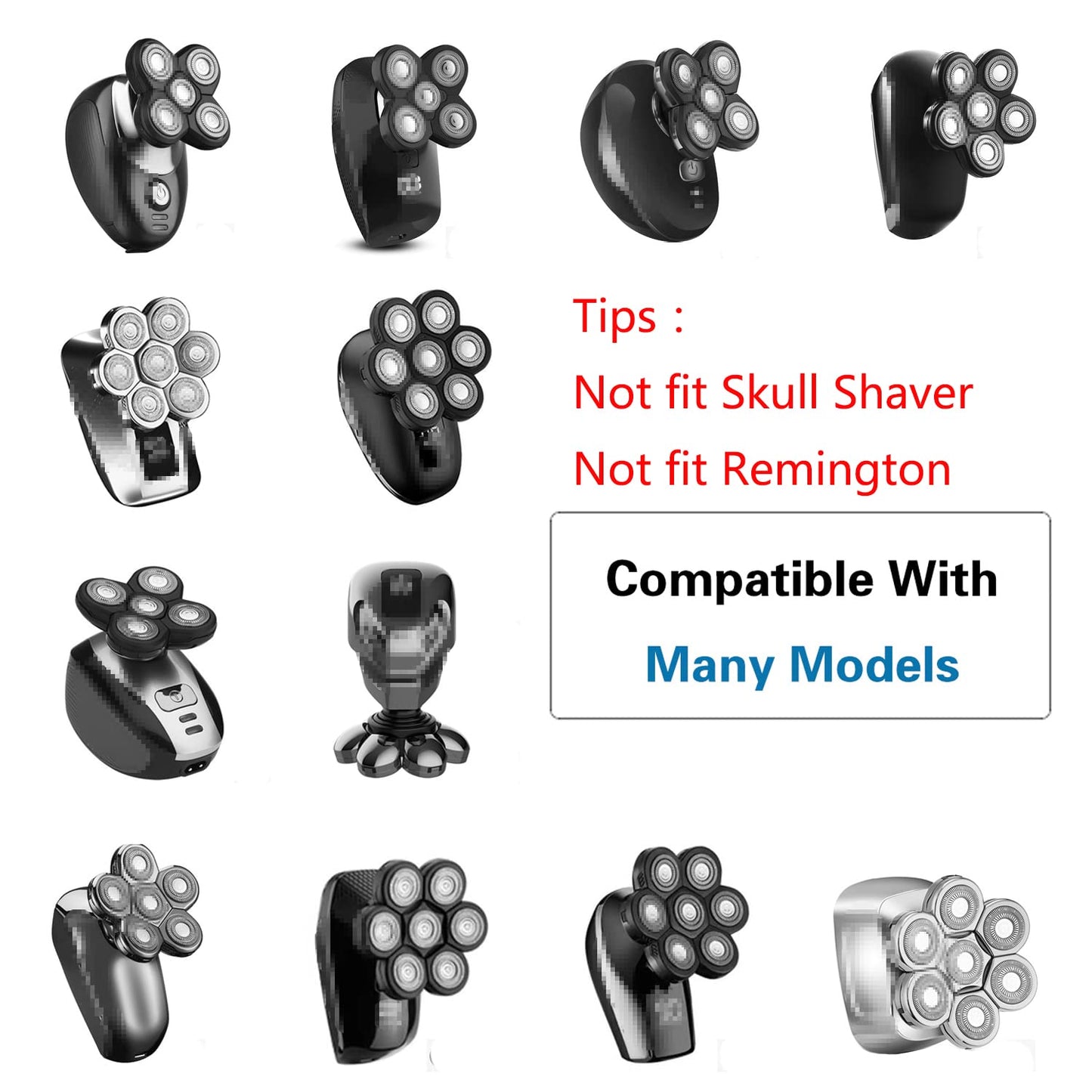 5 Blades Shaver Replacement Heads for Bald Men Easy to Clean Electric Shaver with Blade Cover