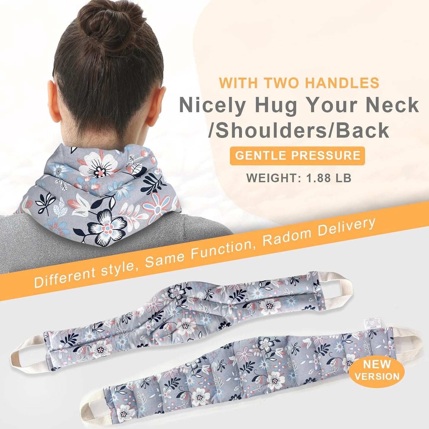 UNCN Long Wide Heating pad for Neck and Shoulders Back 33 * 5.9" microwavable Large Moist Heat Pack Warm hot Compress Neck wrap Weighted Bag Massage Reusable Herbal Nature Calming Portable 1.95Pounds