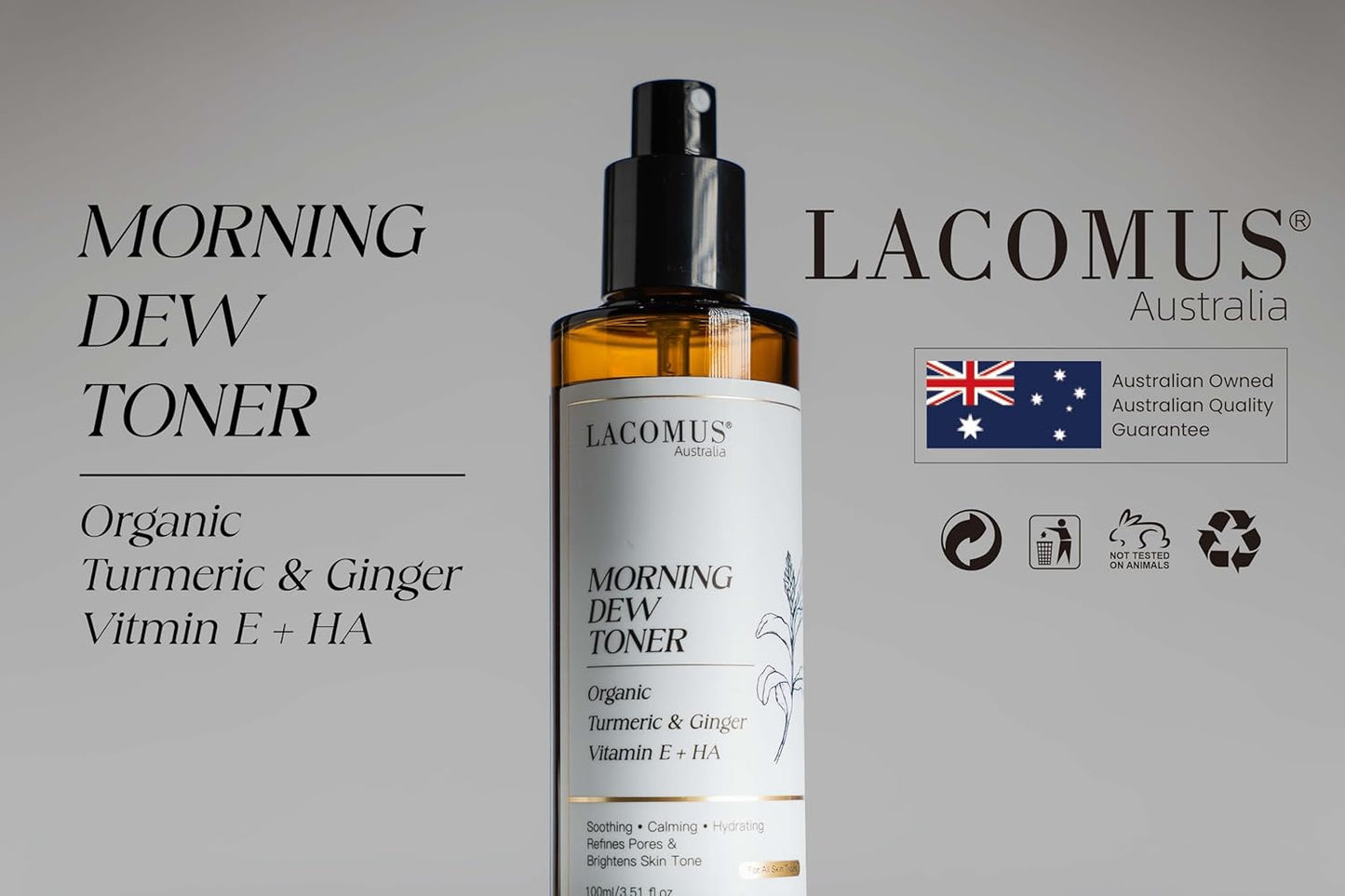 Morning Dew Organic Turmeric & Ginger Facial Toner, Infused with Vitamin E and Hyaluronic Acid, Hydrating Pore-Refining, Anti-Aging Formula for All Skin Types