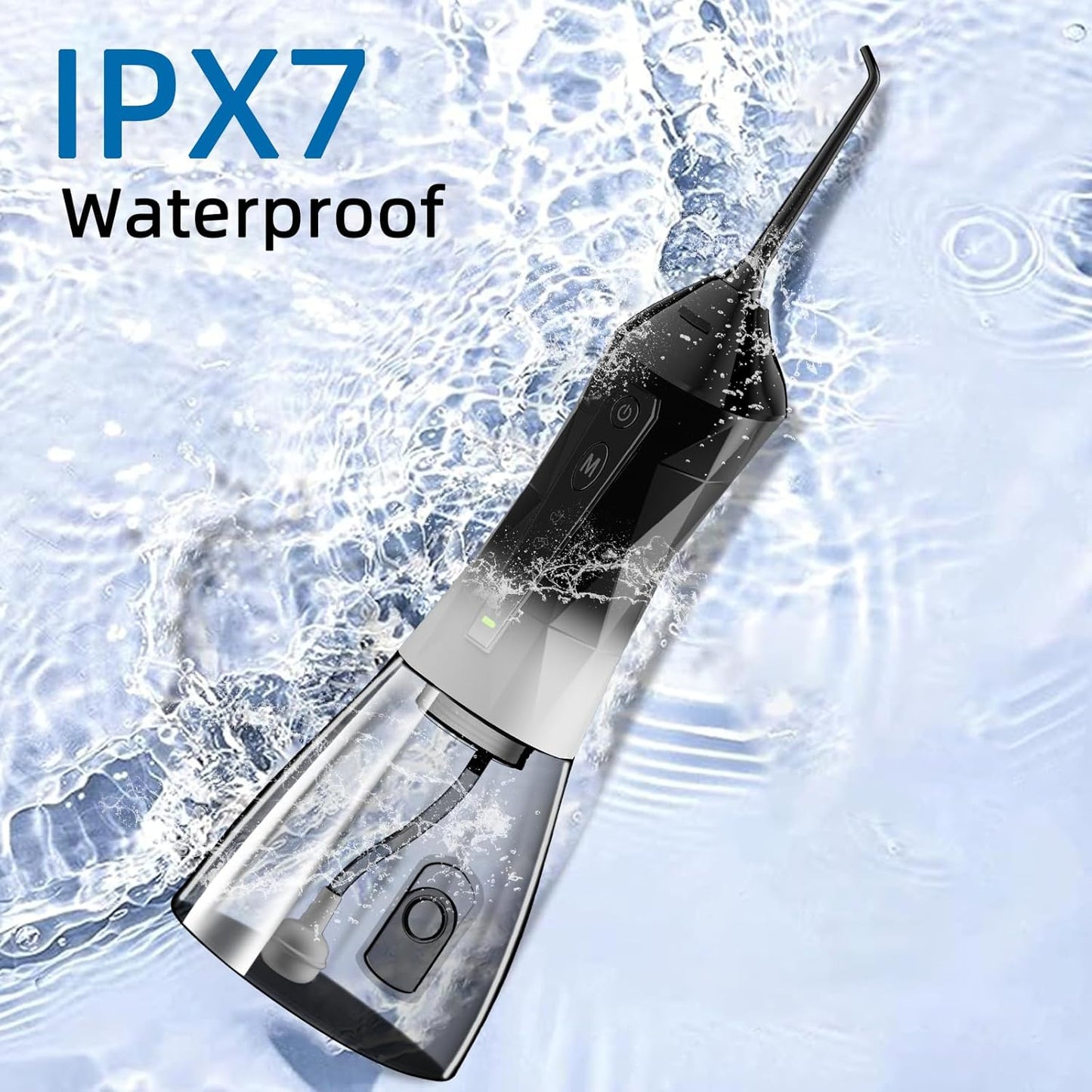 Water Dental Flosser Teeth Pick: Portable Cordless Oral Irrigator 320ML Rechargeable Travel Irrigation Cleaner with 5 Flossing Tips, IPX7 Waterproof Electric Flossing Machine for Teeth Cleaning