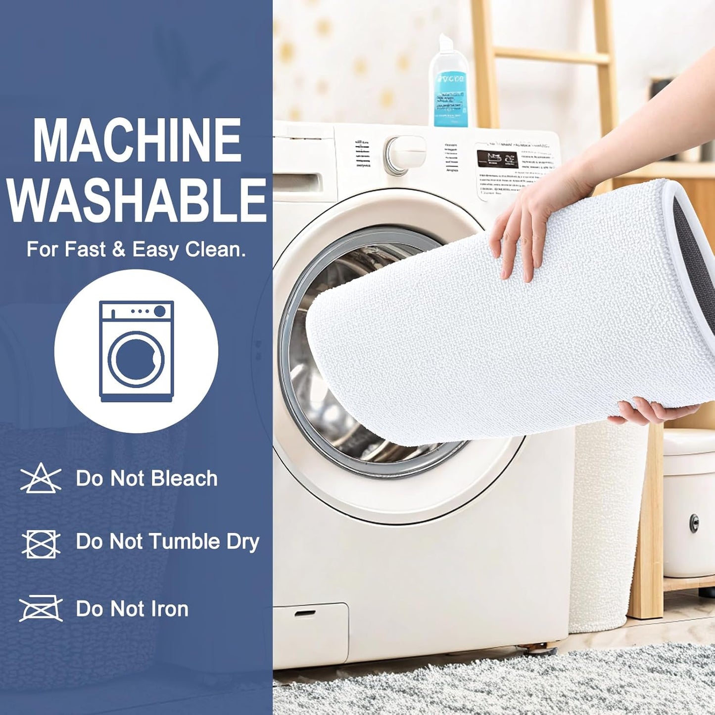 OLANLY Thick Memory Foam Bath Mat Rug 36x24, Extra Soft Absorbent Bathroom Rug, Quick Dry Bath Mats, Non-Slip, Machine Washable Carpet for Bathroom, Tub and Shower, Home Decor Accessories, White