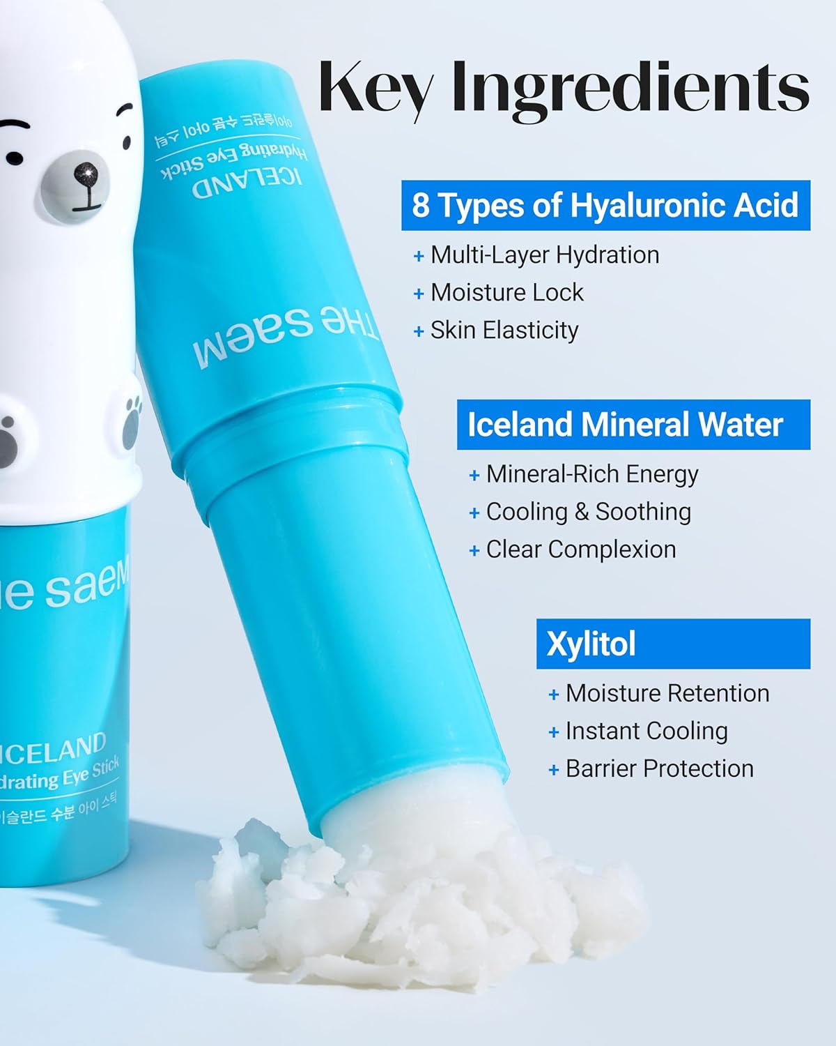 THESAEM Iceland Hydrating Eye Stick - Cooling Balm - Dark Circles & Puffiness – Under Eye Treatment - Reduce Wrinkles and Moisturizing - Minimize Dark & Puffy Eyes - Aqua Scent, 0.38 oz