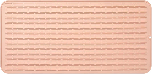 Silicone Dish Drying Mat for Multiple Usage,Easy clean,Eco-friendly,Heat-resistant Silicone Mat for Kitchen Counter or Sink,Refrigerator or Drawer Liner Pink 5XL 36inches x 18inches
