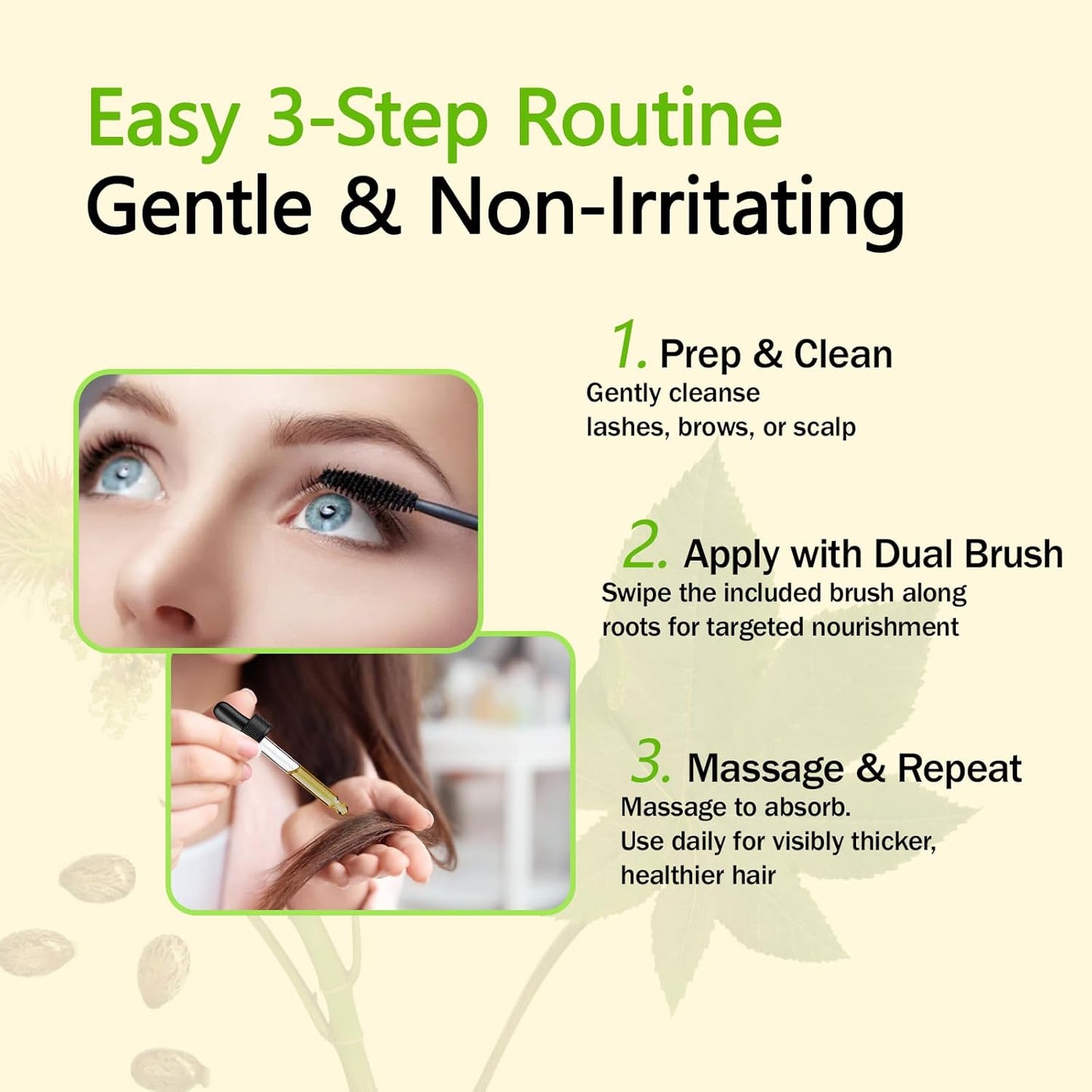 USDA Organic Jamaican Black Castor Oil - 100% Pure, Cold Pressed, Hexane-Free & Vegan, 2oz Brown Glass Bottle w/Dropper & Dual Brush for Hair Growth, Thicker Eyelashes, Brows & Scalp Care