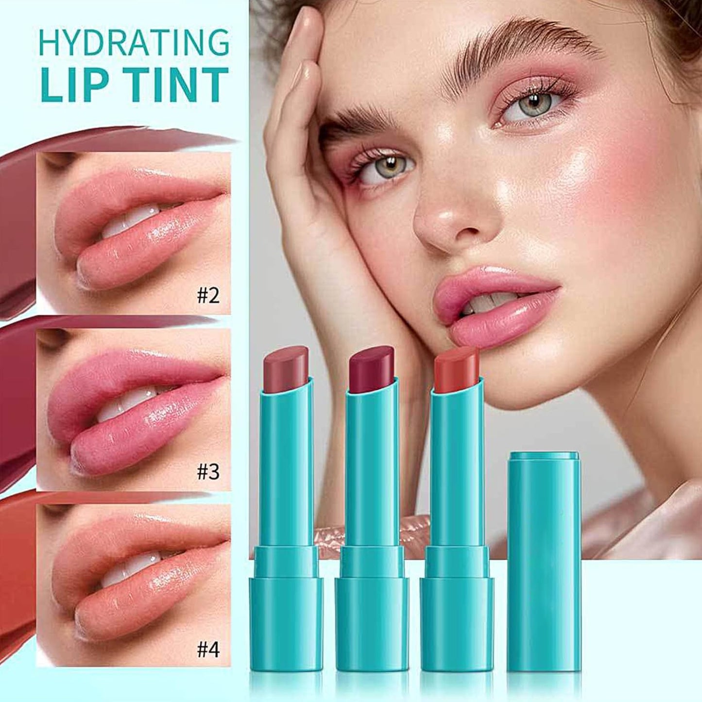 Lip Tint Hydrating, Moisturizing Lip Oil Balm, Long Lasting Waterproof Lip Gloss Non-Stick Cup Lipstick Set, Natural Ingredients Strong Moisturizing Lipstick (Clear Shimmer)
