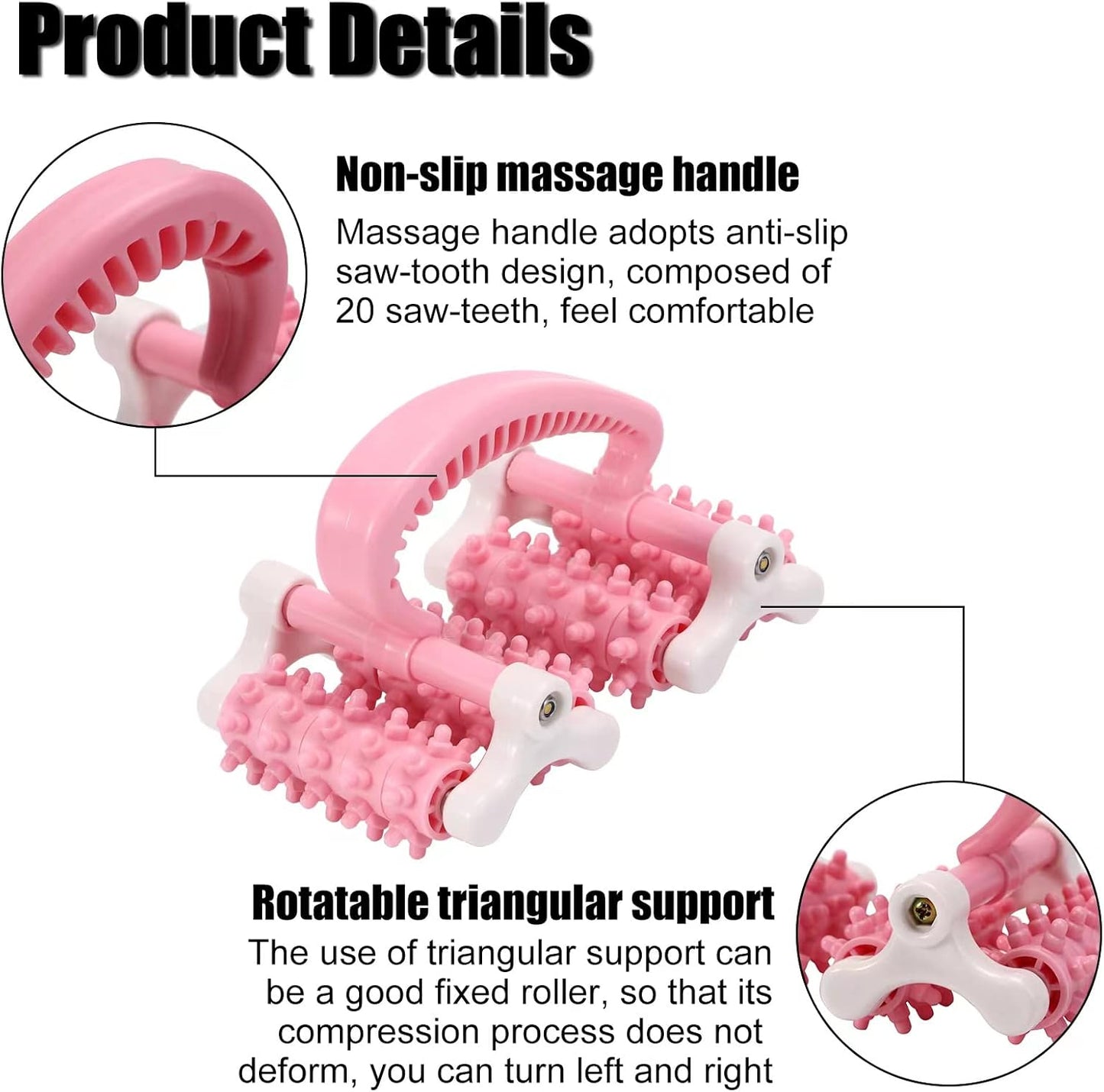 olelo Fascia Blaster, Fascia Blaster for Cellulite, Massage Roller with 20 Wheels for Deep Tissue Myofascial Release, Muscle Roller Stick Relieves Back, Neck, Leg Pain, Pink