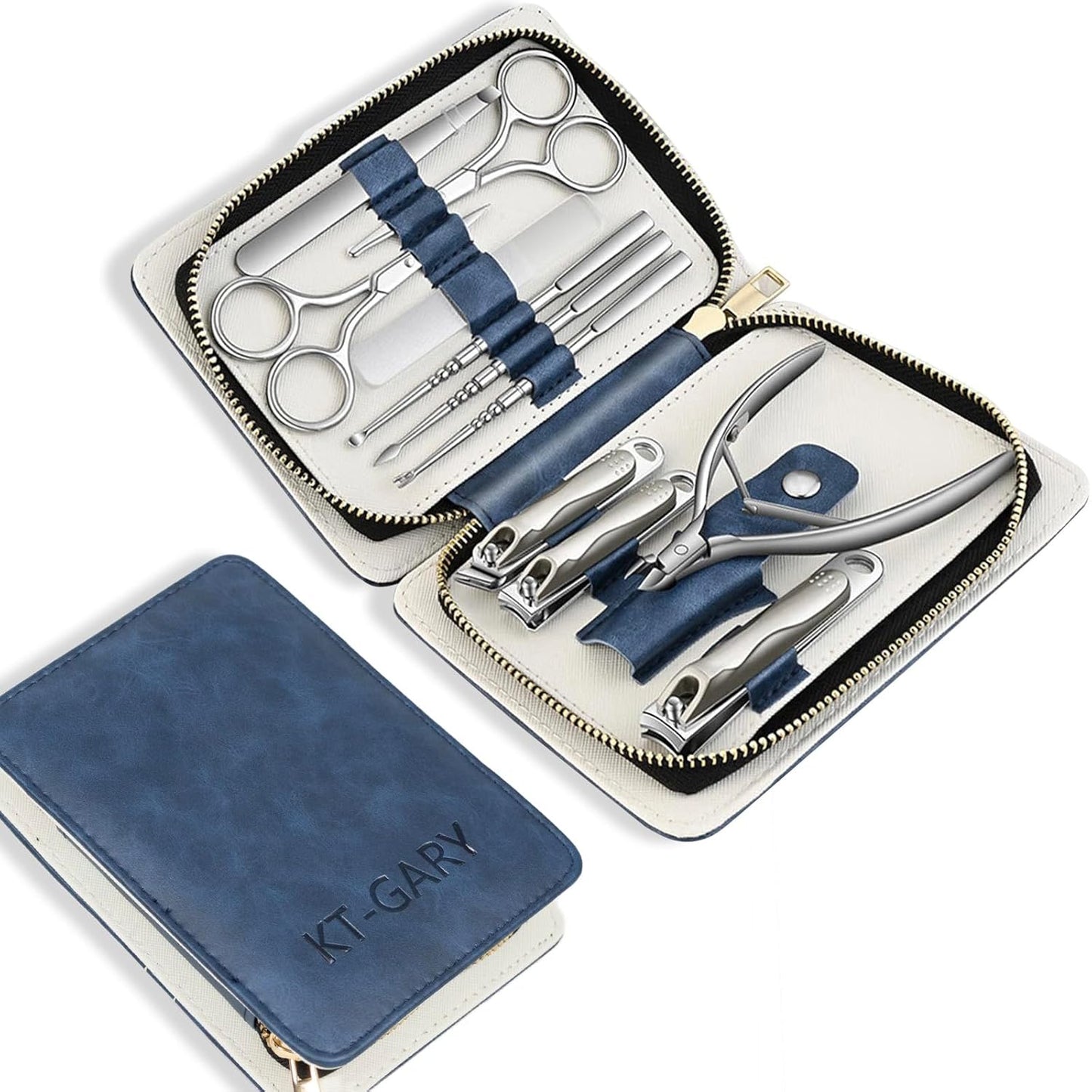 Manicure Set,Professional Nail Care Manicure Pedicure Kit,11 in 1 Stainless Steel Nail Clipper Set Grooming Tool with Exquisite Leather Travel Case for Men&Women