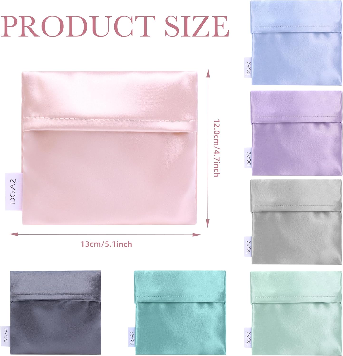 DGAZ Silk Sanitary Napkin Storage Bag, Period Bag for Teen Aged Girls, Portable Period Bag for Panty Liners/Menstrual Cup/Small Tampons，Mini Makeup Bag for Purse(Pink)