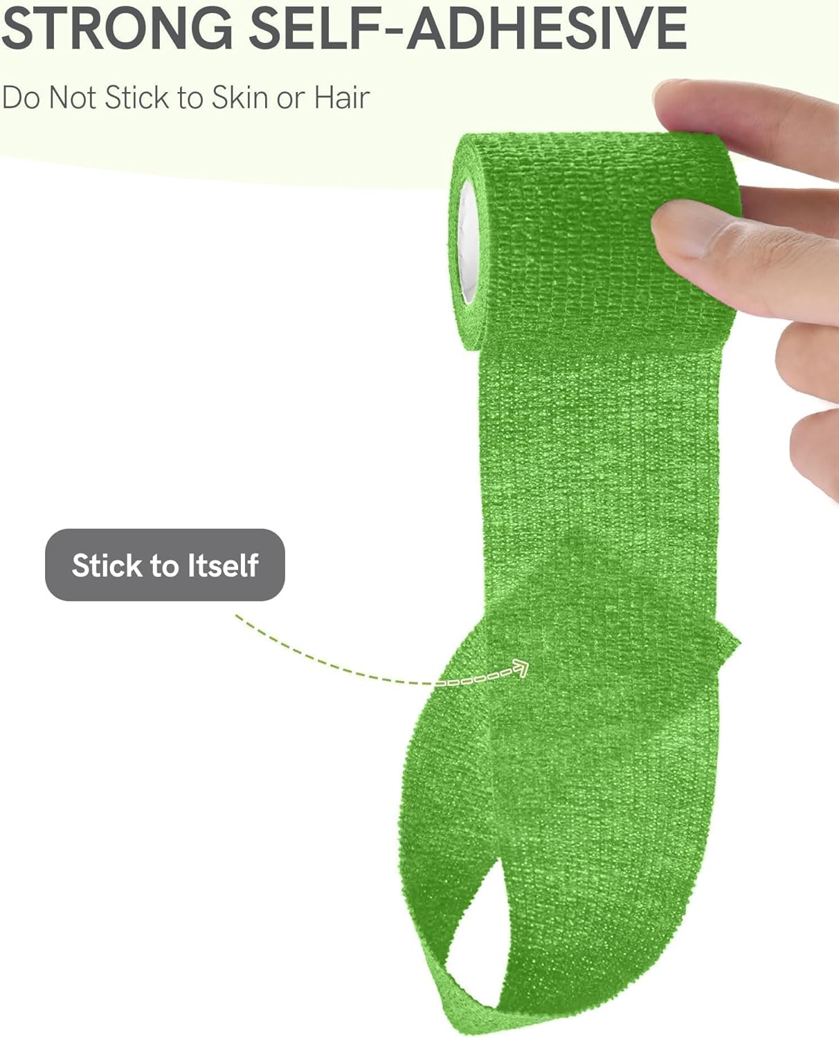 FriCARE Self Adhesive Bandage Wrap, Medical Tape in First Aid Kit, Cohesive Bandages for Wounds Sport Vet, 2 Inches X 5 Yards 6 Rolls, Emerald Green