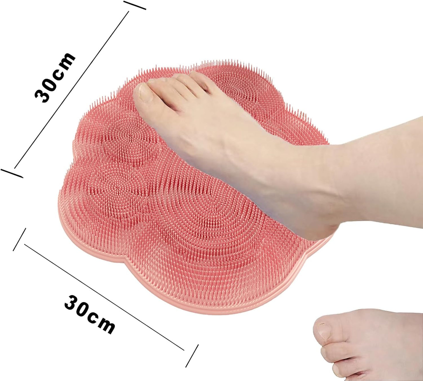 Foot Scrubber in Shower,Shower Foot Scrubber Mat,Silicone Body Scrubber with Suction Cups,Bath Feet Scrub Mat with Storage Hook(Pink)