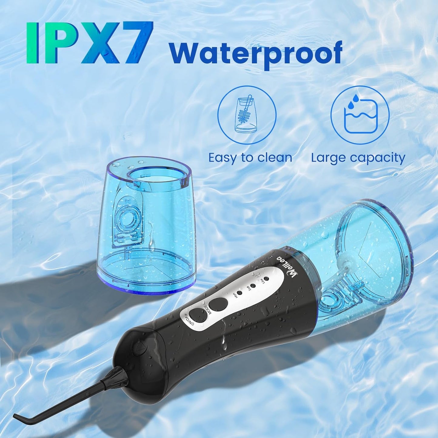 Water Flosser for Teeth, Portable Oral Irrigator Rechargeable Water Dental Flosser Pick with High Pressure 5 Jet Tips, IPX7 Travel Water Flossing for Brace Teeth Cleaner Gum Care