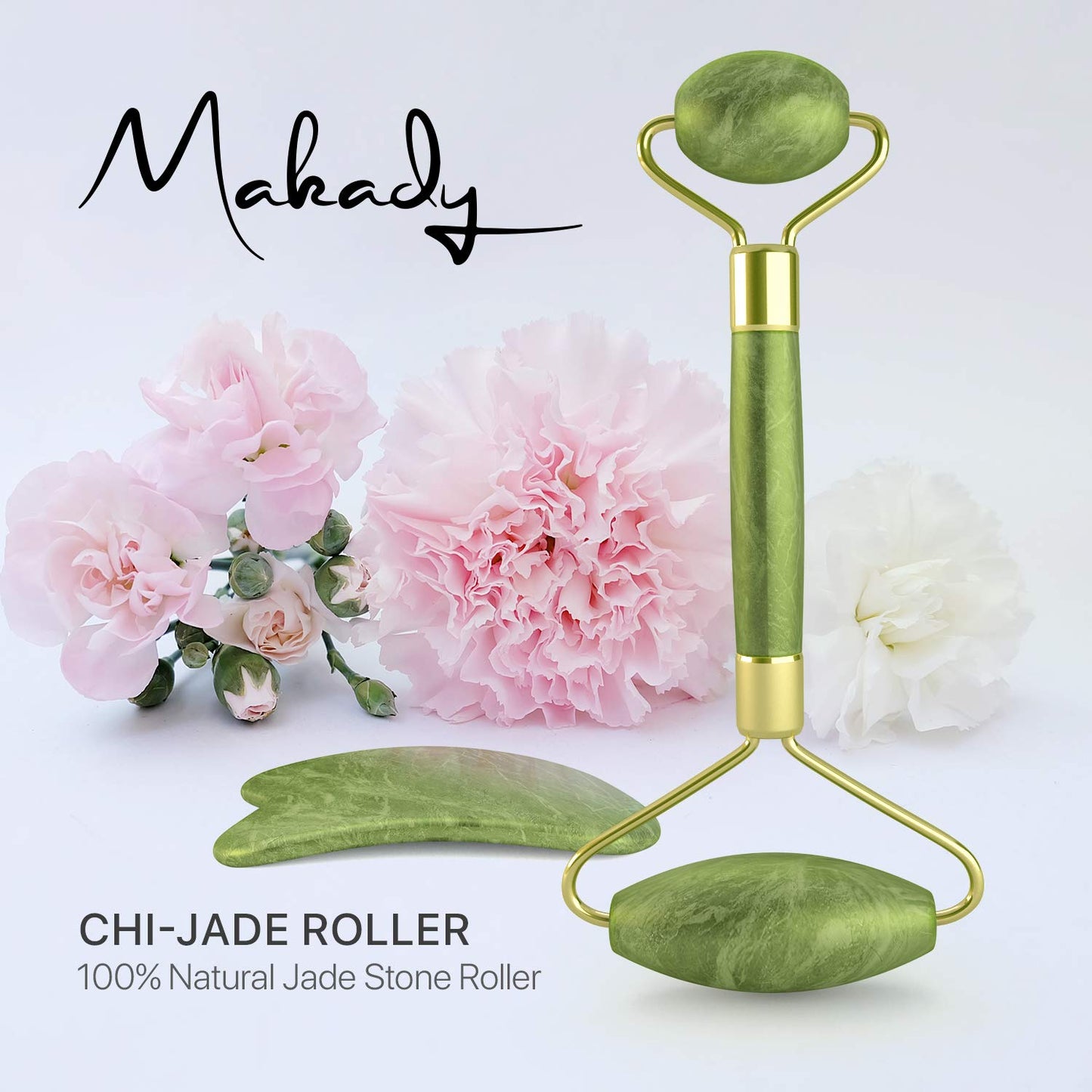 Natural Jade Roller– Gua Sha – Lymphatic Drainage Tool for Face, Neck, Body - Anti Aging Treatment – Reduces Wrinkles and Fine Lines