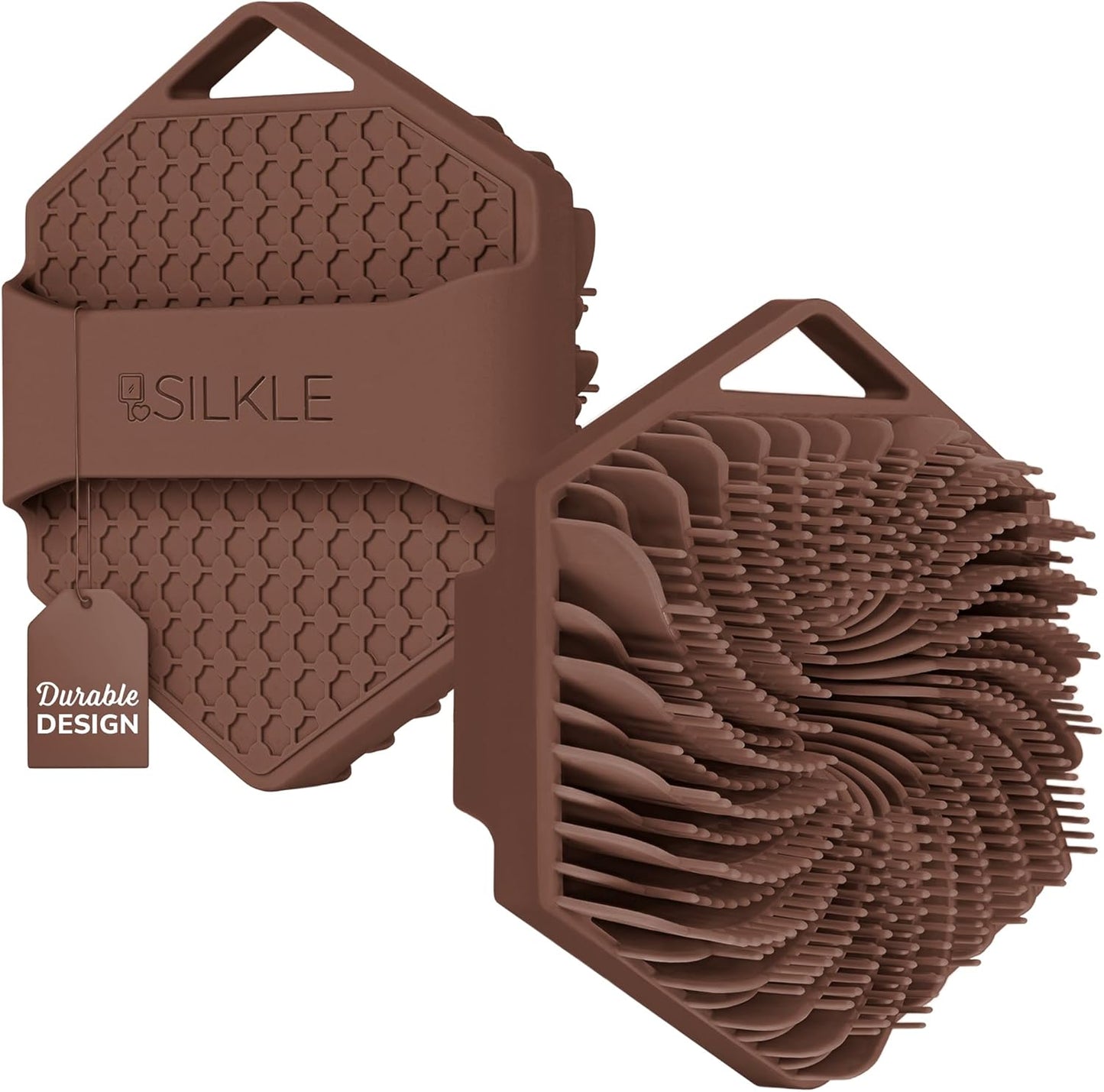 Silicone Body Scrubber - Exfoliating Bath Brush and Skin Cleanser - Shower Sponge for Gentle Body Scrub and Wash - Silicone Scrubbing Care Tool for a Refreshed and Renewed You - Brown