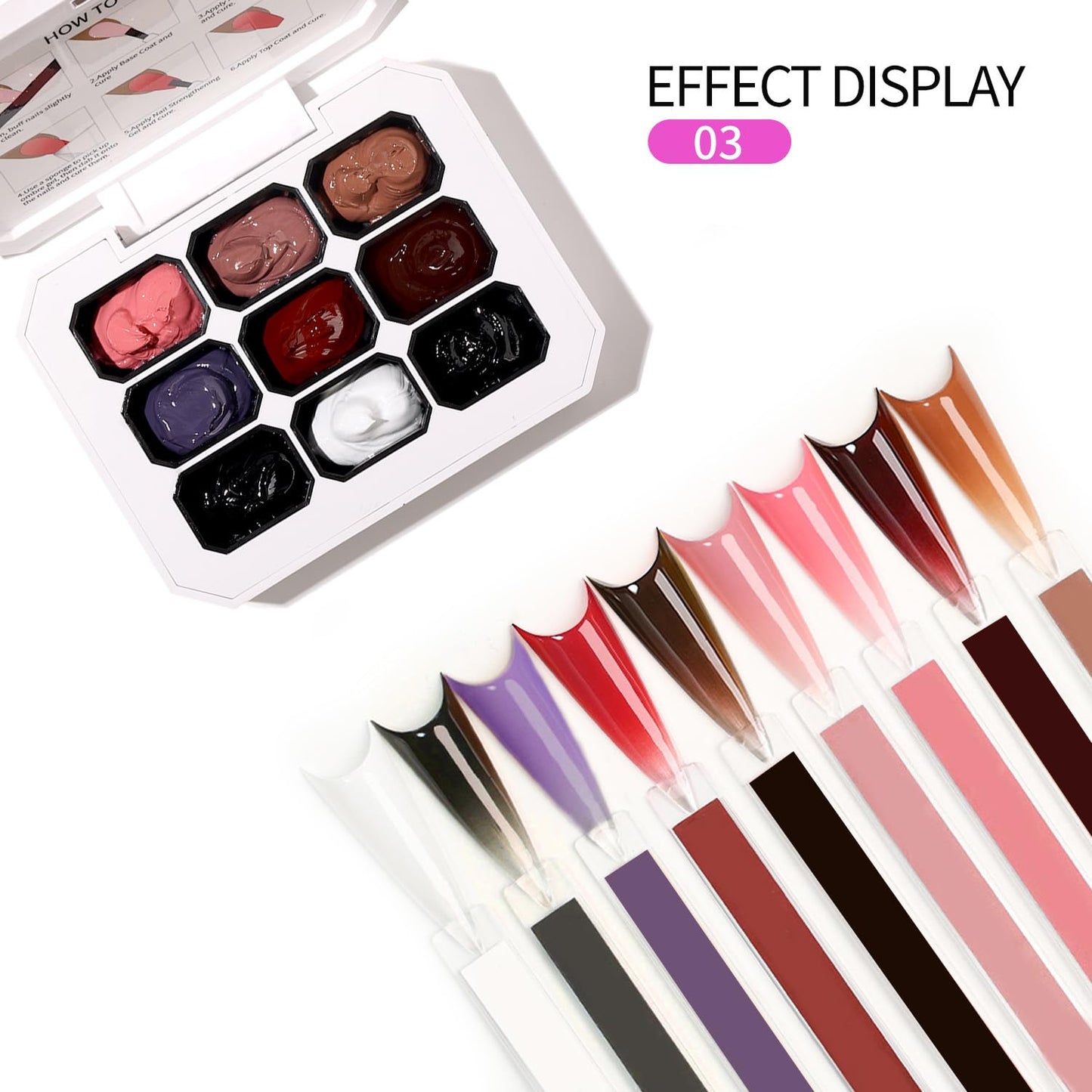 Ombre Gel Nail Polish Nail Sponges for Ombre 9 Series Colorful Blush Effect Gradient Painting Gel for Ombre Nails Multistyle French Manicure Nail Art DIY Home (A8, 1)