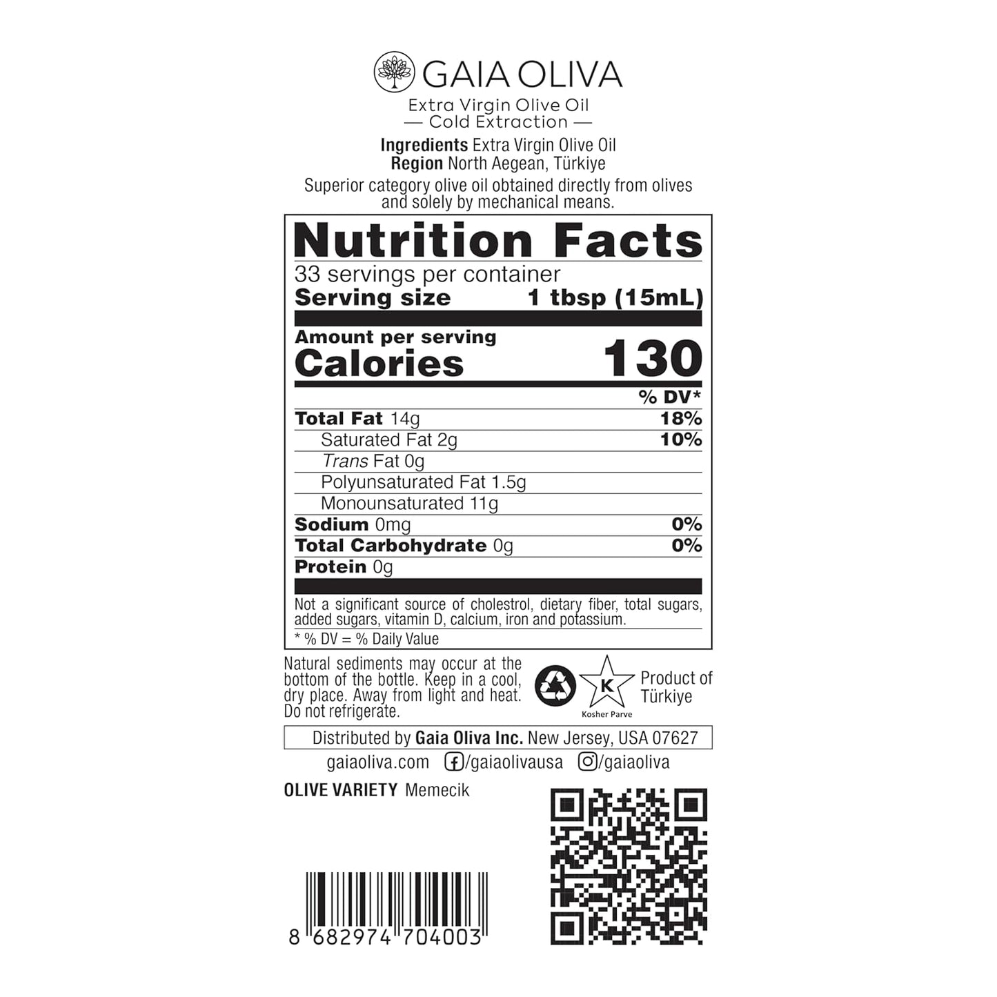 Gaia Oliva Cold Press Extra Virgin Olive Oil, Early Harvest Robust Fresh Premium Olive Oil from Aegean Region, Aeite De Oliva Extra Virgen,Award-Winning - 500ml