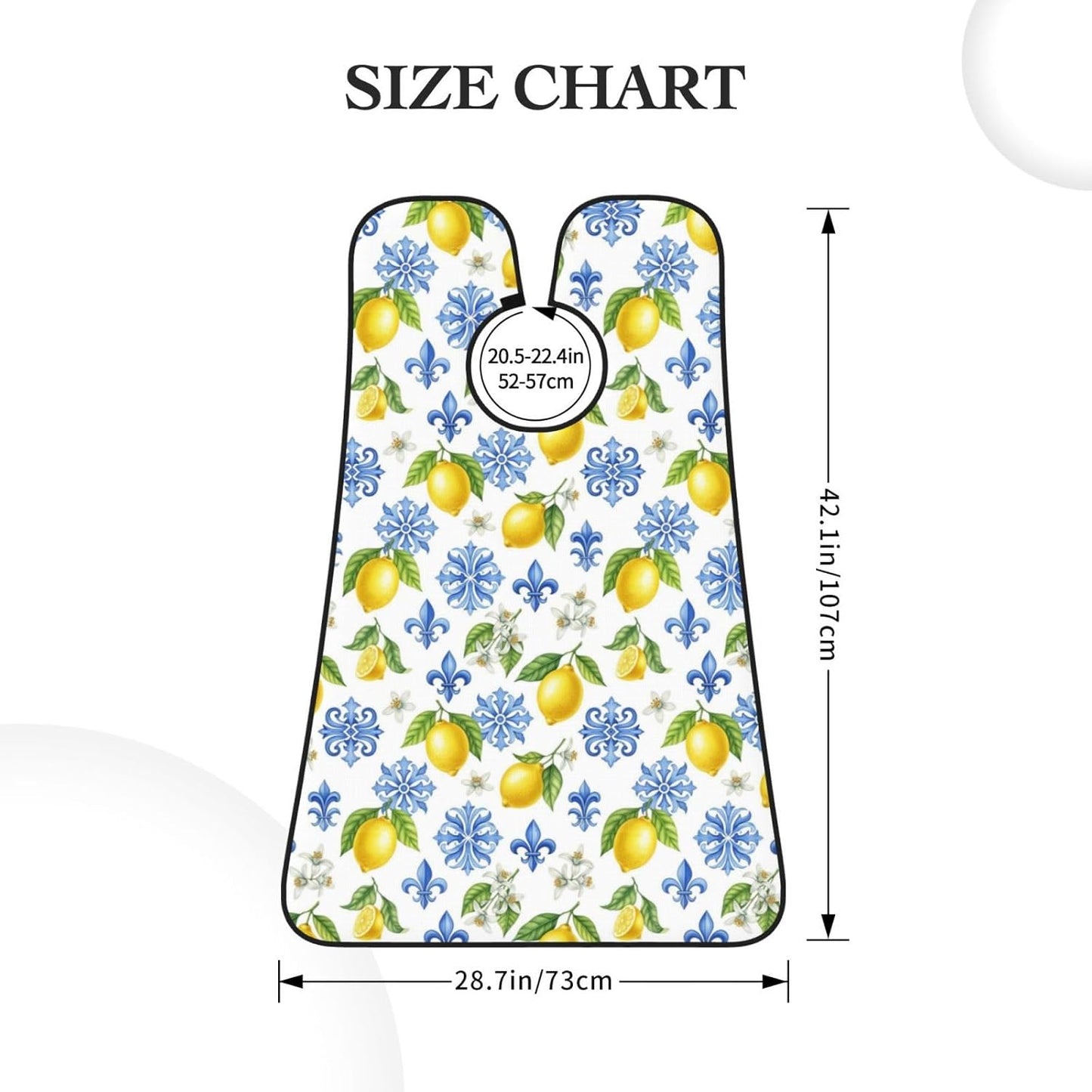 Adjustable Non-Stick Beard Apron, Hair Catcher Cape for Shaving Grooming, Waterproof with Suction Cups Men, Watercolor Blue White Flowers Lemon Tree Leaf Floral Shave Bib