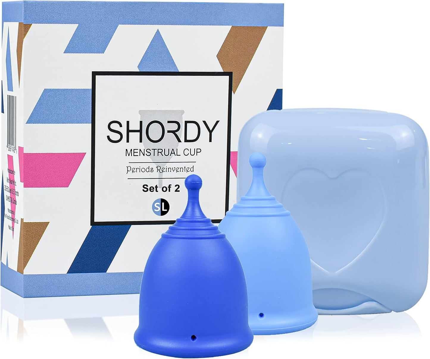 SHORDY Menstrual Cups Set of 2(Small+Large) with Box Soft Menstrual Cup & Flexible Period Cups for Women Upto 12 Hours Eco-Friendly & Safer Tampons Discs Pads Alternative Copa Menstrual (Blue)