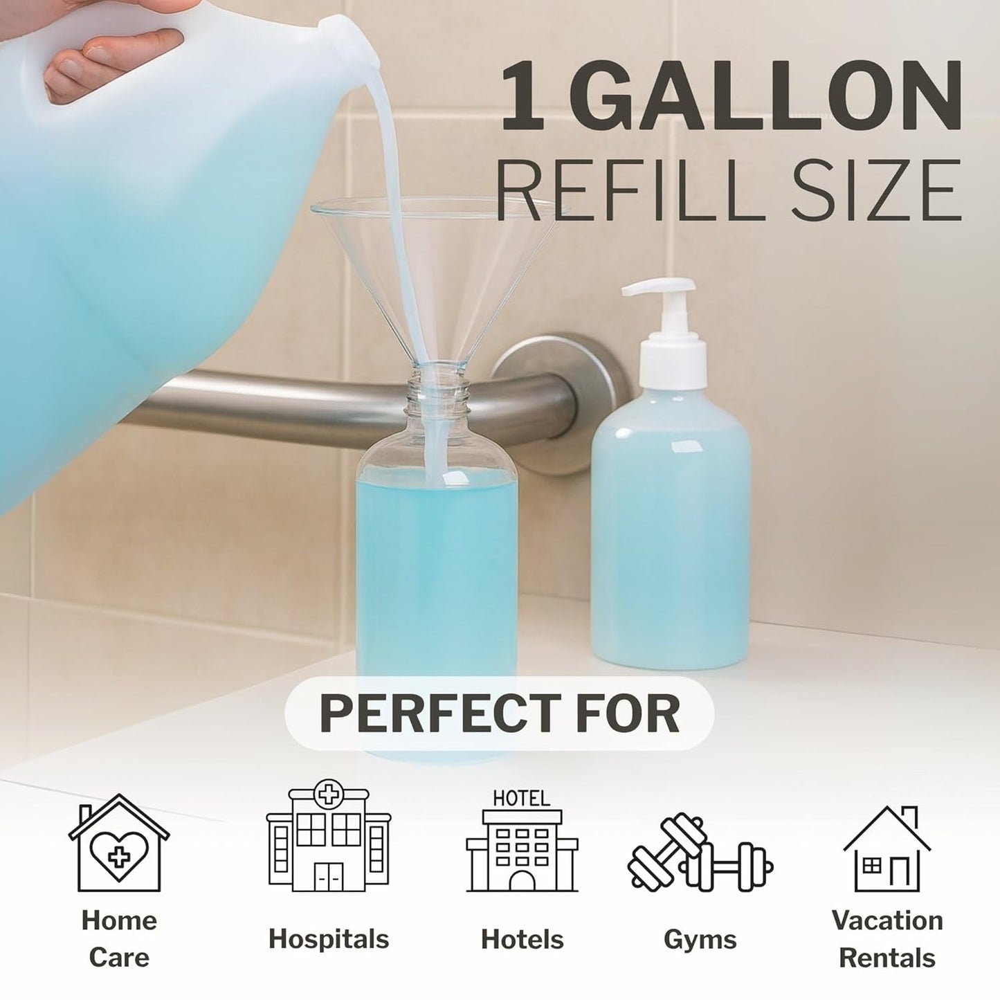 McKesson Body Wash and Shampoo - 1  Gallon Bulk Refill Full Body Wash with Aloe, Summer Rain Scent - Sensitive Skin & Hair 2‑in‑1