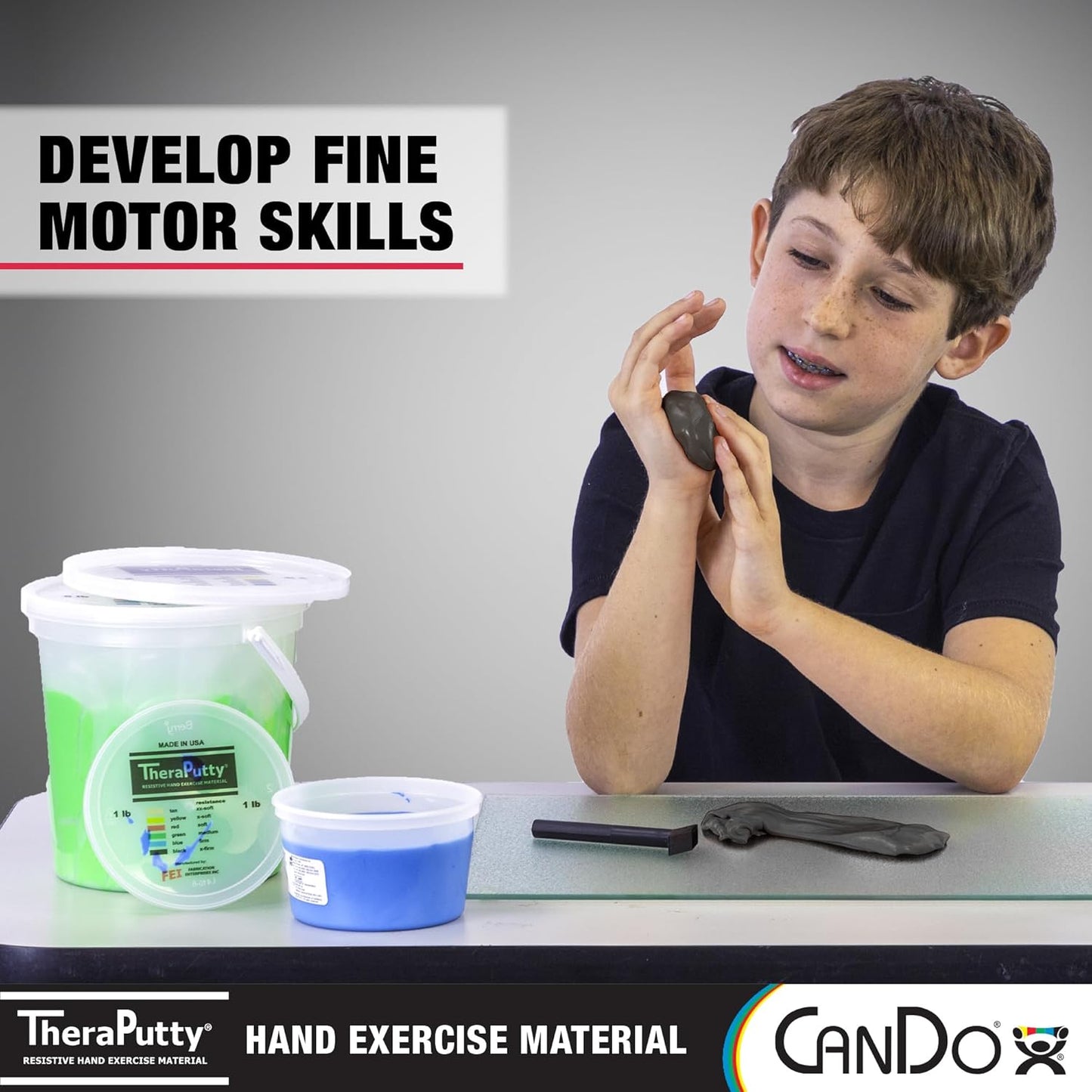 CanDo Theraputty Plus Hand Exercise Putty for Rehabilitation, Exercises, Hand Therapy, Hand Strengthening, Stress Relief - Black 4 oz X-Firm