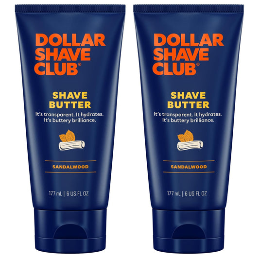 Dollar Shave Club | Shave Butter 6 ounce (2 Pack) Sandalwood | Translucent Shaving Cream for Sensitive Skin