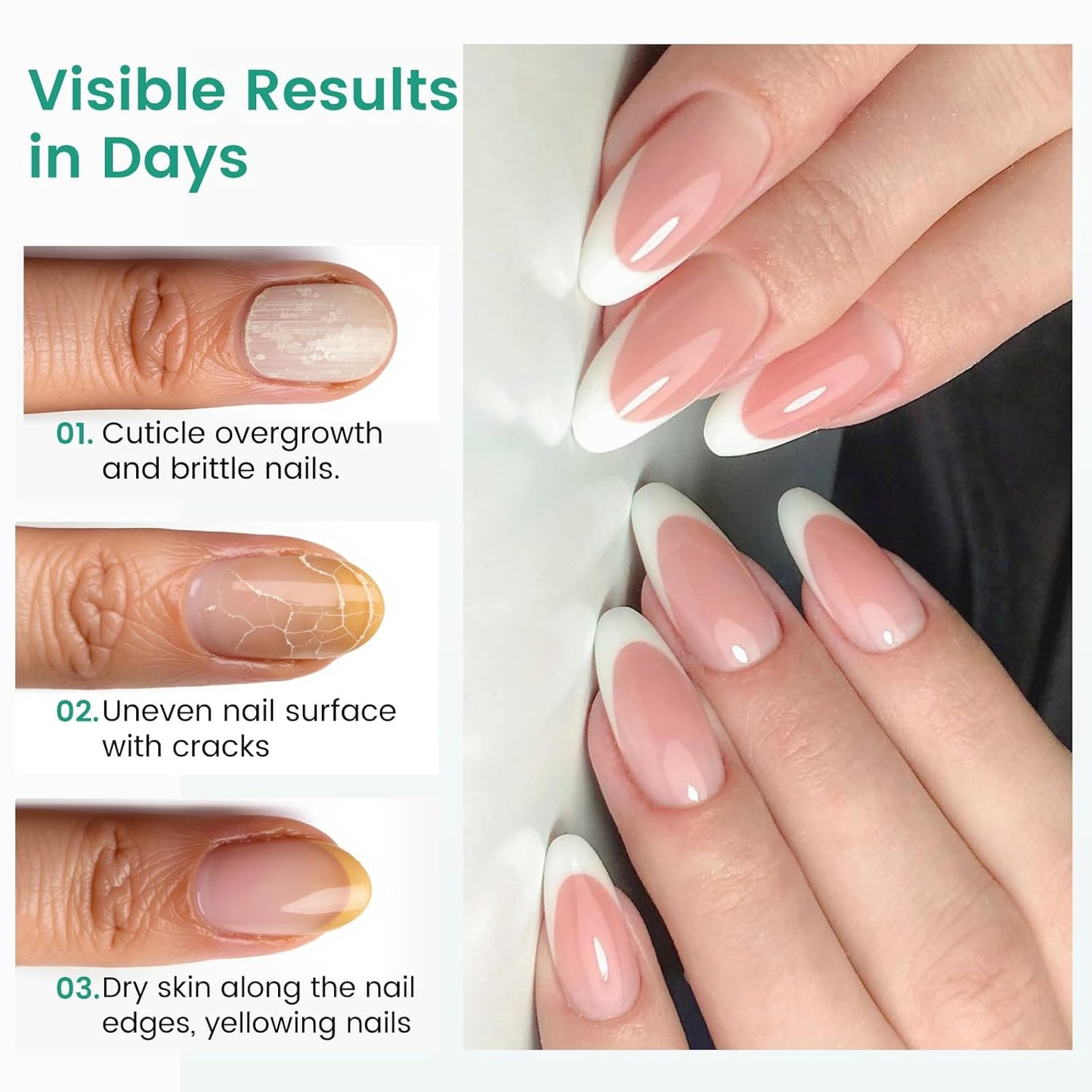 Ceramic Cuticle Oil Pusher Pen: 3-in-1 Nail Cuticle Buffer Pens with Cuticle Nipper for Hangnails, Dry & Damaged Nails, Moisturize Strengthen Brighten Nails Care