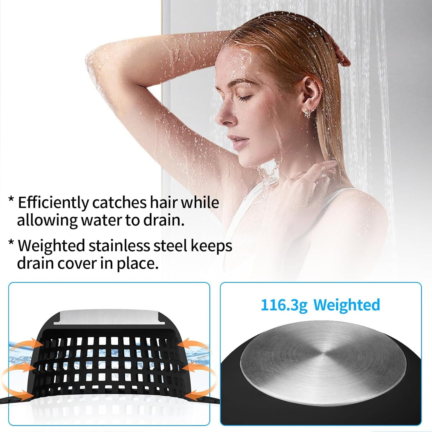 Shower Drain Hair Catcher, Bathtub Drain Cover Foldable Silicone Shower & Tub Protector for Pop-Up & Regular Drains