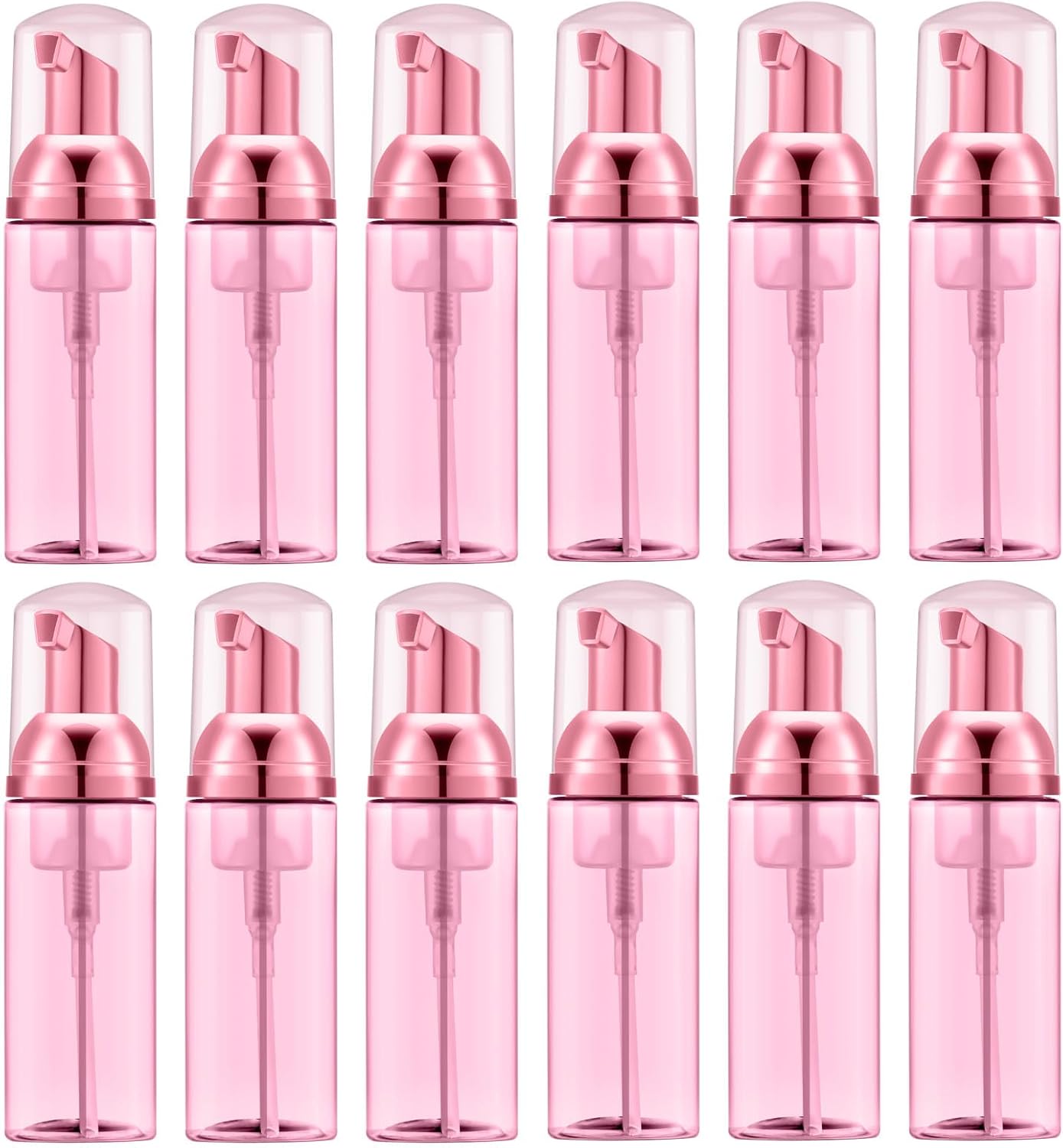 KOIBITO 2 Oz Foam Pump Bottle, Empty Lash Shampoo Bottles, Travel Foaming Dispenser for Hand Soap,Body Wash(12 PCS, Rose Red)