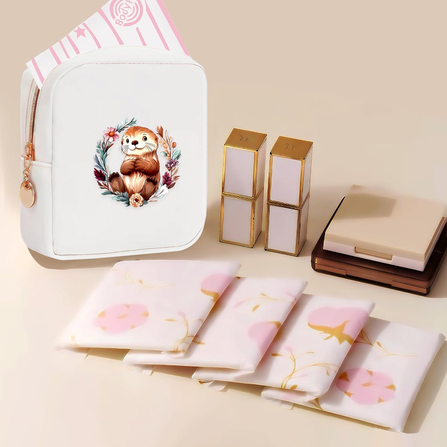 Sea Otter Mini Makeup Bag, Otter Gift For Women Girls, Cute Portable Zipper Pouch Cosmetic Bag For Teen Girls Kids, Small Storage Bag For Sanitary Pad, Period napkin bag!