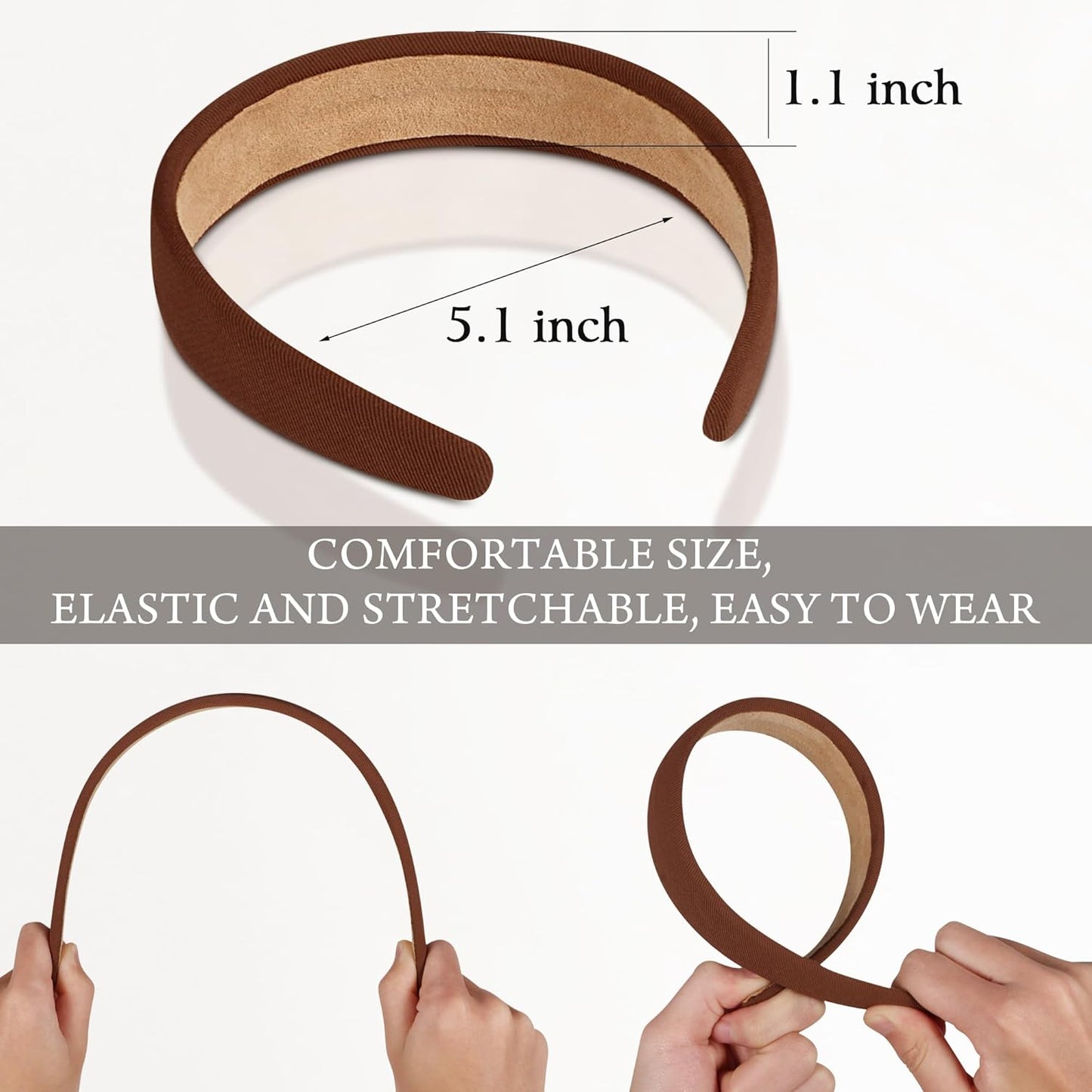 6PCS Headbands for Women – 1 Inch Wide Non-Slip Elastic Hair Bands, Thick Solid Color Headbands for Girls & Women's Hair Accessories, Trendy Fall Style