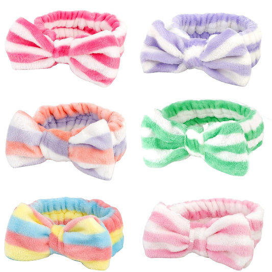 Casoty 6 Pcs Hairband, Soft Coral Fleece Makeup Headband, One Size Fits All Material, Good Elasticity, Wide Application for Washing Face, Yoga, Halloween