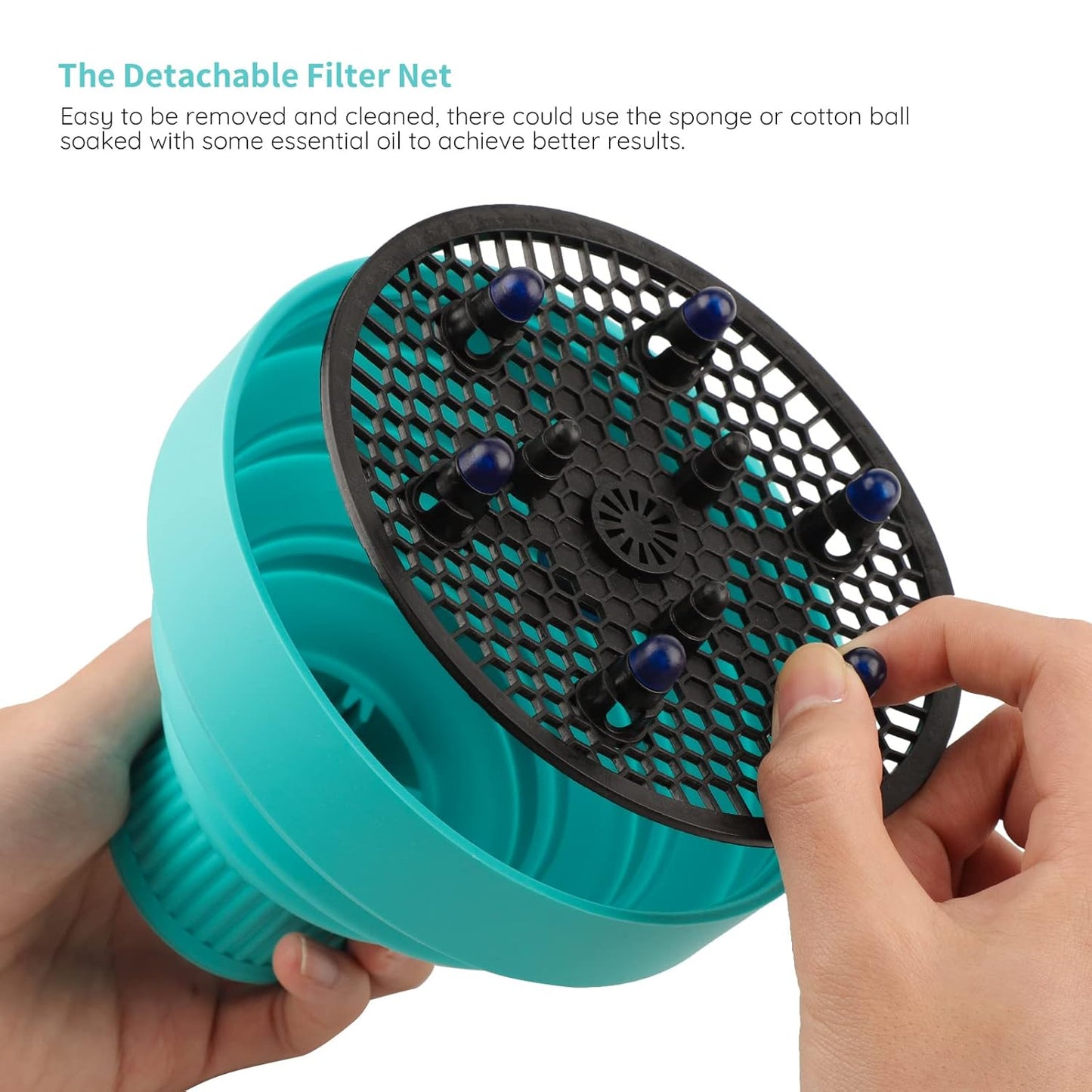 Collapsible Blow Dryer Diffuser, Segbeauty Travel Portable Hair Diffuser for Natural Curly Hair, Professional Lightweight Folding Diffuser Attachment for Dryers Nozzle 1.54 to 1.69 inches Ice Blue