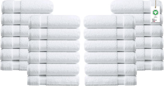 Delara 100% Organic Cotton Towels 650 GSM Plush Feather Touch Quick Dry Hand Towel, Pack of 24 GOTS Certified, Oeko-Tex Green Certified, Organic Cotton Hand Towel, 20"X30"