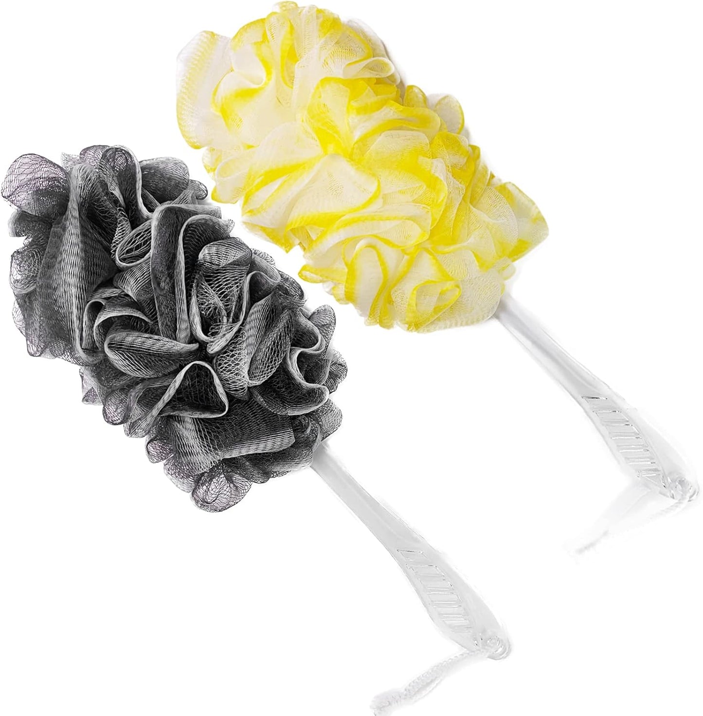 Black, Yellow & Gray Loofah - Mens & Womens Back Scrubber - 18 Inch Long - 2 Pack