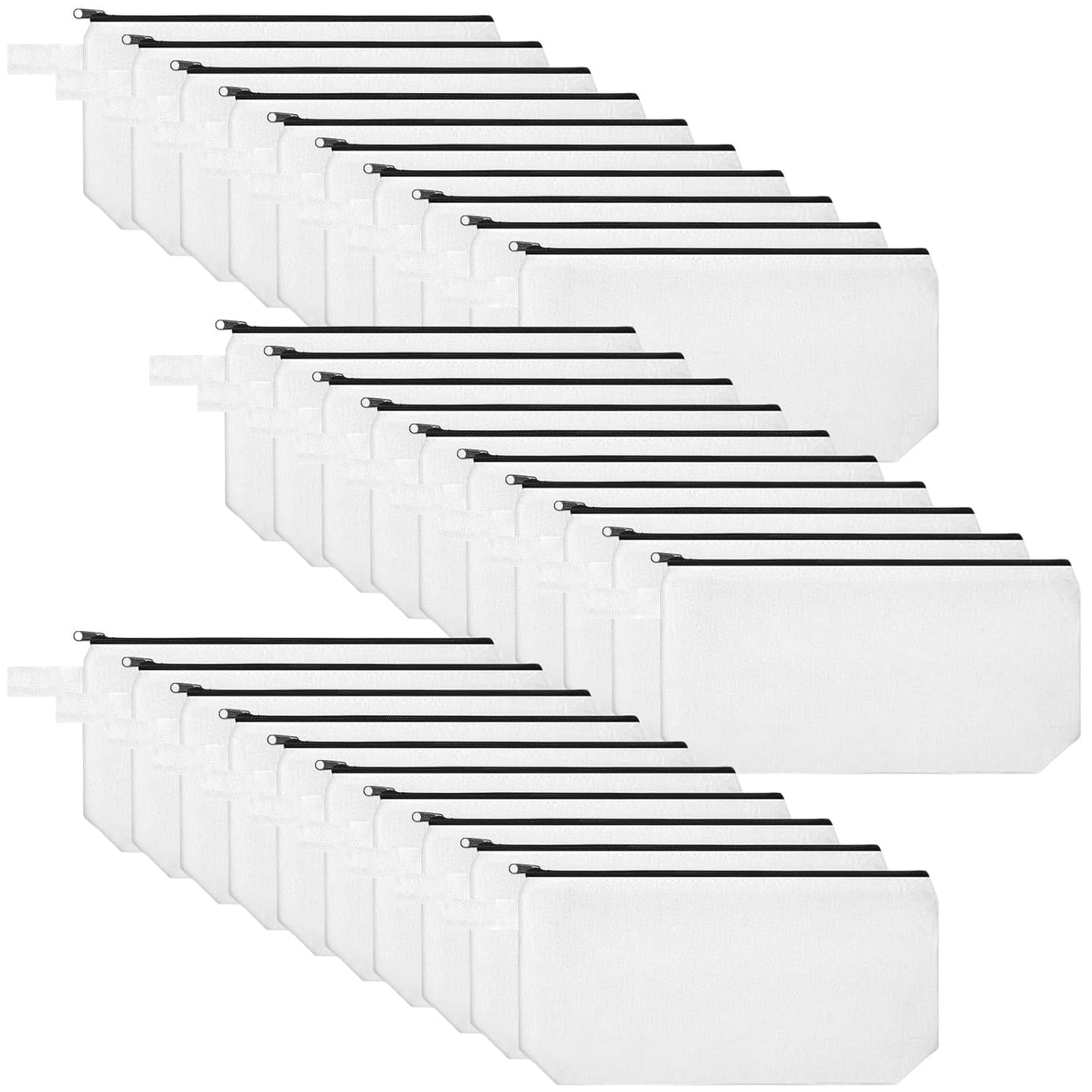 Saintrygo 30 Pcs Makeup Bag Travel Canvas Cosmetic Bag Bulk Multipurpose Small Makeup Pouch for Purse Portable Blank Zipper Toiletry Organizer DIY for Women Assorted Color(White,9.8 x 5 x 2 Inch)