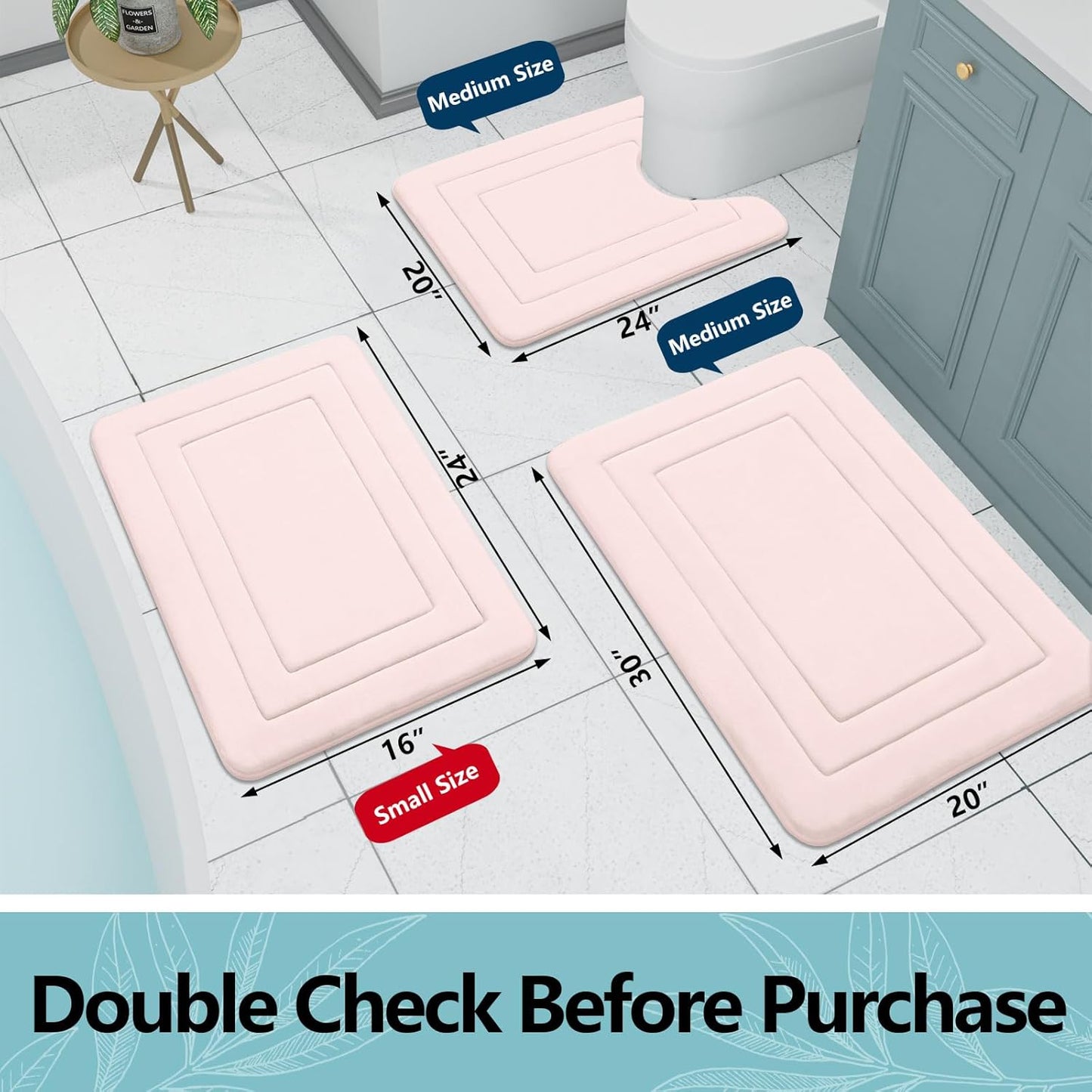 Arotive Memory Foam Bathroom Rug Mat 59x24, Ultra Soft and Absorbent Bath Mat, Machine Wash Dry, Comfortable Bath Rug Carpet for Bathroom Floor, Tub and Shower, Pink