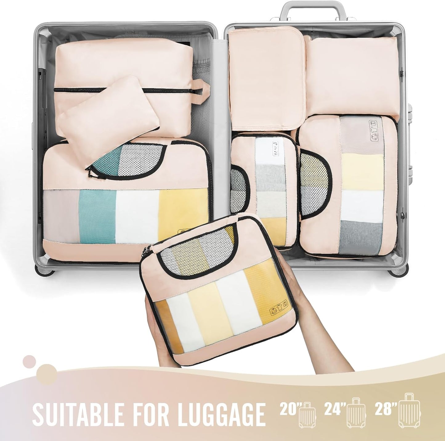 Veken 8 Set Packing Cubes, Travel Gifts for Women Mom, Carry on Suitcase Organizer Bags with Hanging Toiletry Bag and Large Laundry Bag, Travel Essentials Luggage Accessories for Cruise Ship