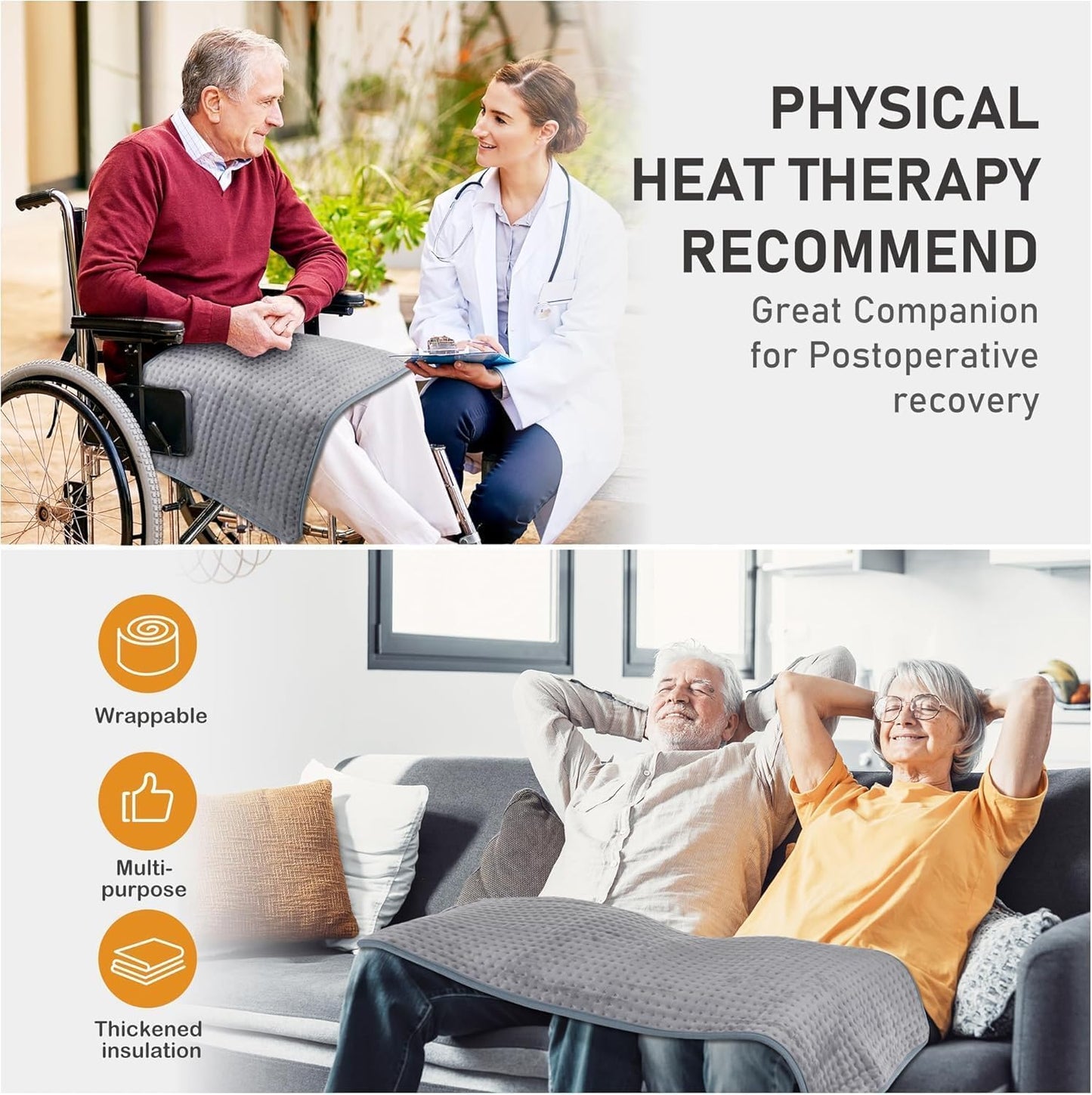 Heating Pad for Back Pain Relief 16x30 Large Electric Heating Pad for Full Body, Auto Shut Off, Moist/Dry Heat Pad Fast Heating – Heating Pads Large for Shoulders,Neck,Abdomen,Legs Machine Washable