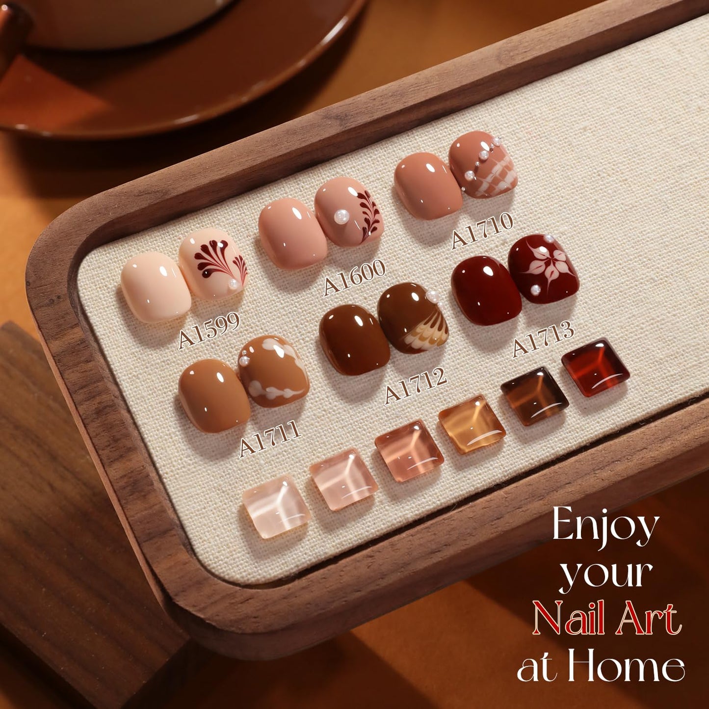 Double Rhythm 6 Pcs 15 ML Gel Polish Set Same Color Same Bottle Soak Off Gel Polish Kit Nail Art Manicure Salon DIY at Home for Women (Burgundy Cherry Brown Coffee -T6-69)